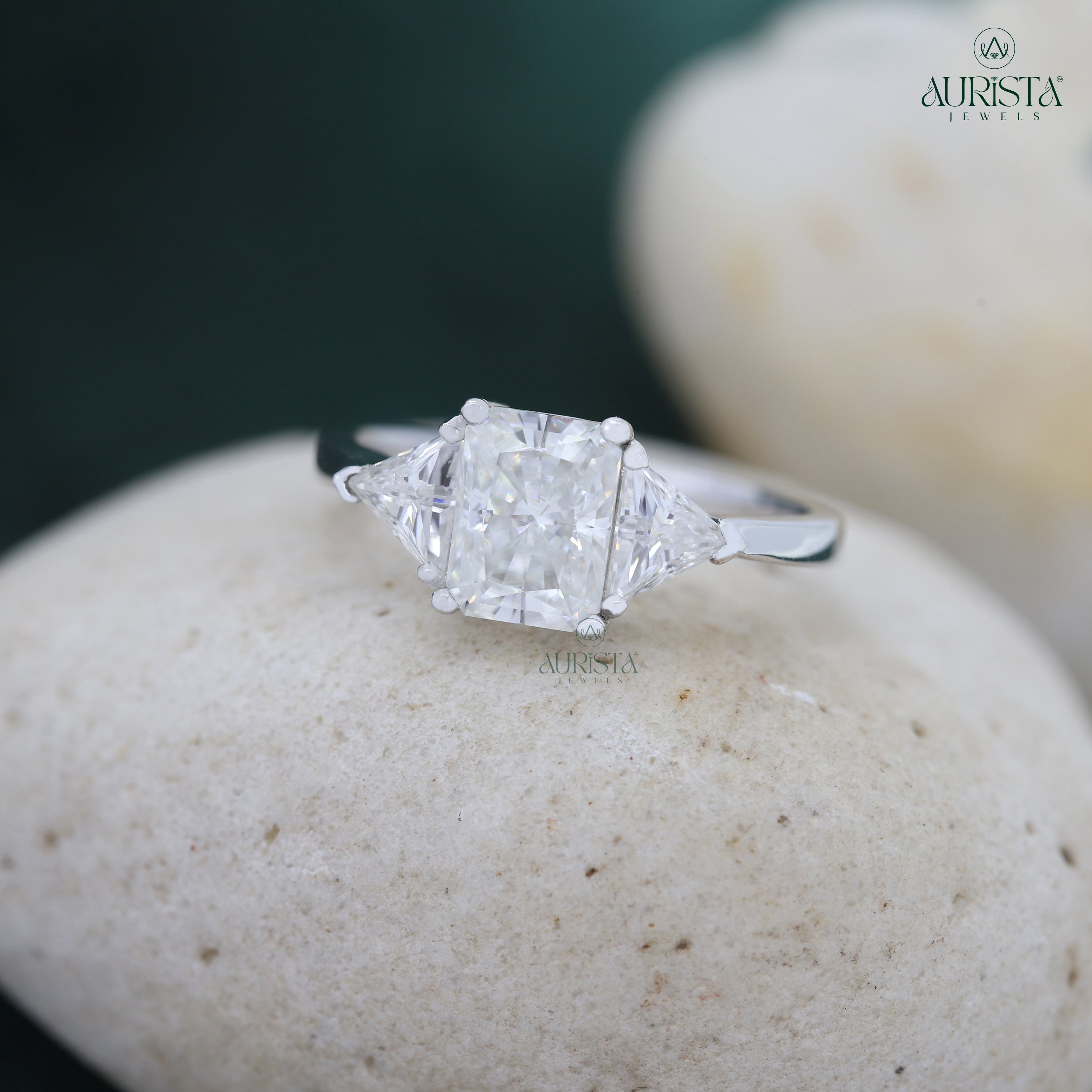 Cherished Sparkle – Custom Radiant White Diamond Ring