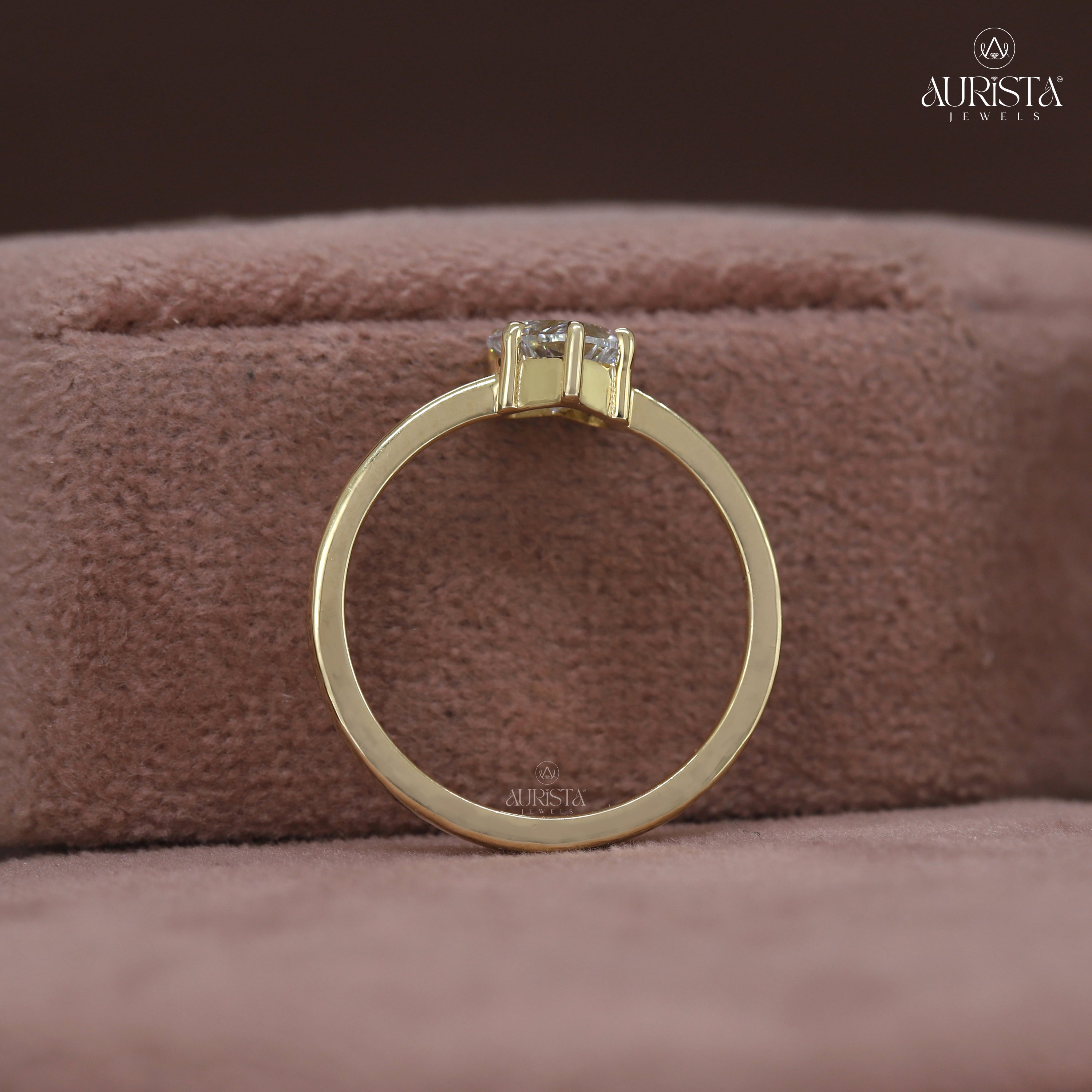 Timeless Vows – Yellow Gold Band with Heart Diamond