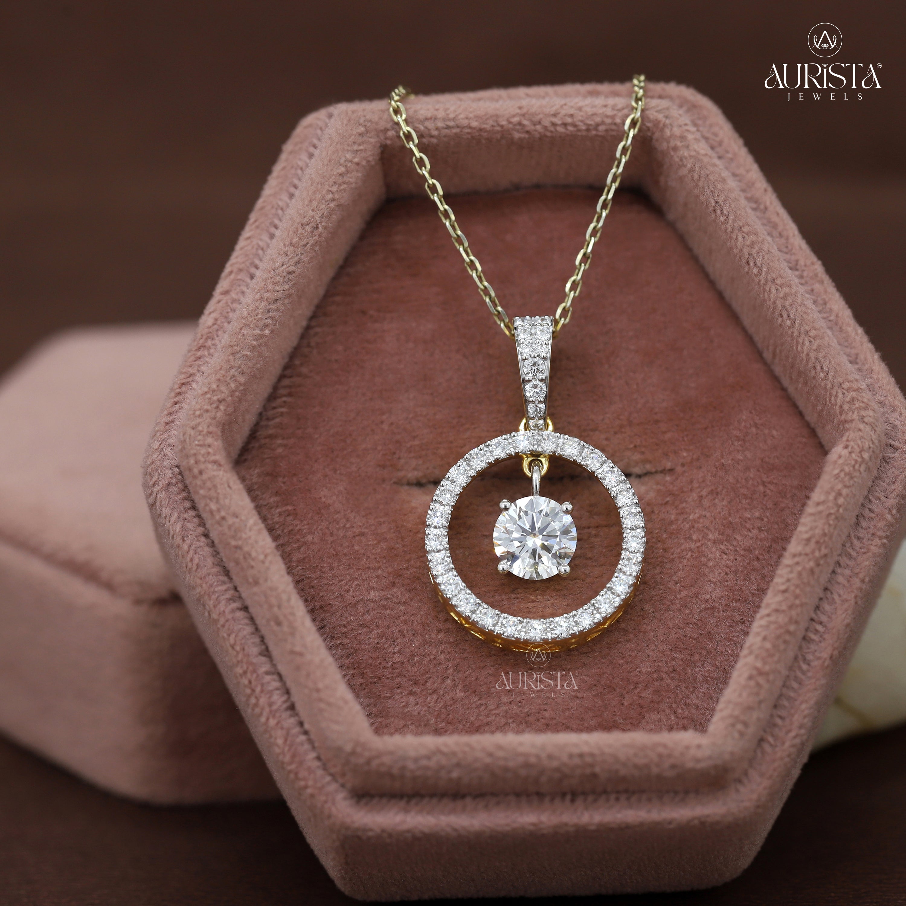 Celestial Glow Solitaire Diamond Pendant in Yellow Gold