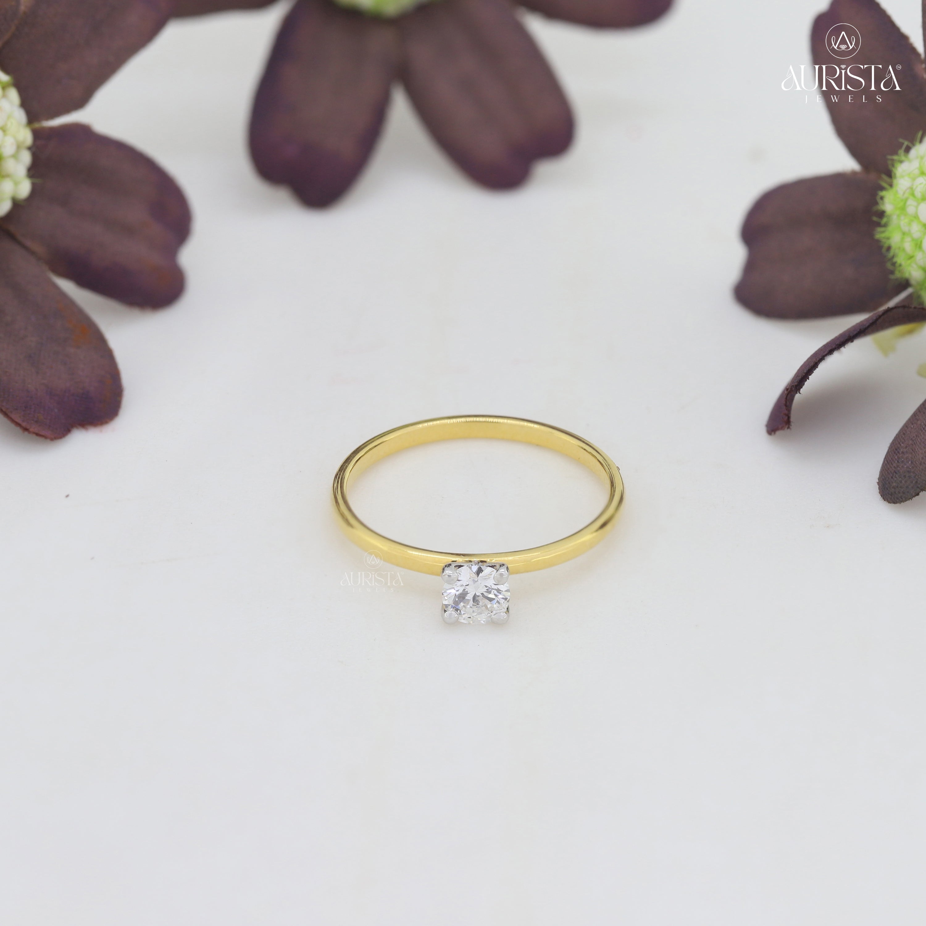 Hold Forever Close- Yellow Gold Ring with Round White Diamond