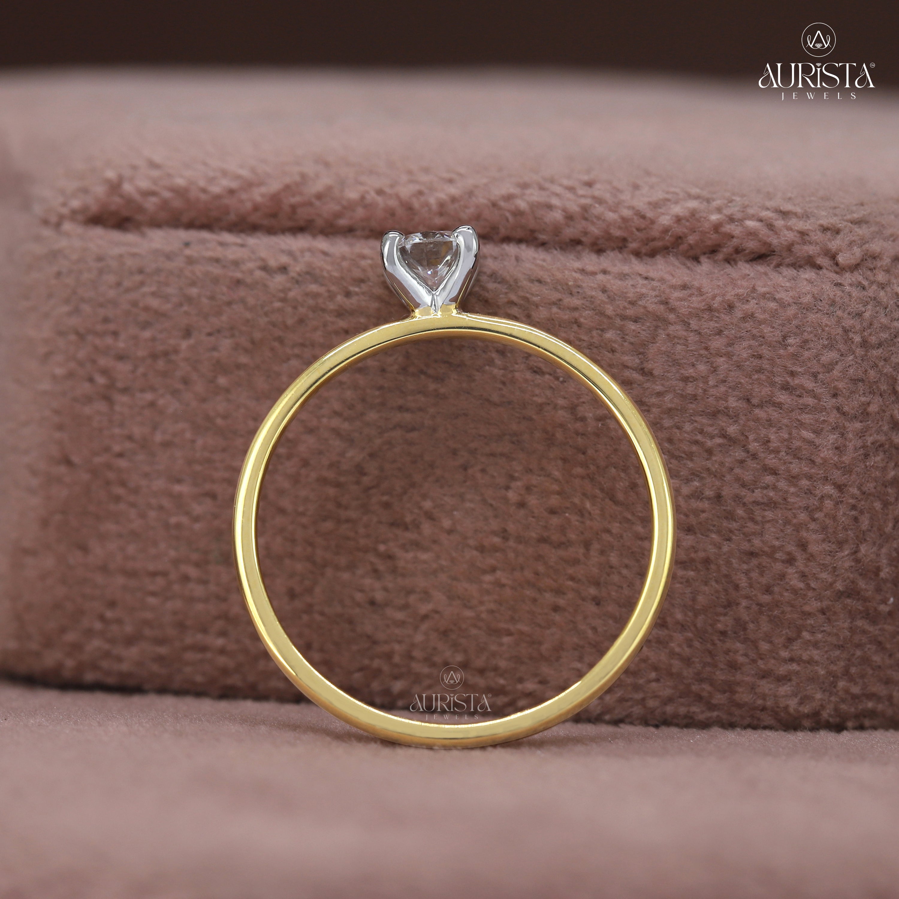 Hold Forever Close- Yellow Gold Ring with Round White Diamond
