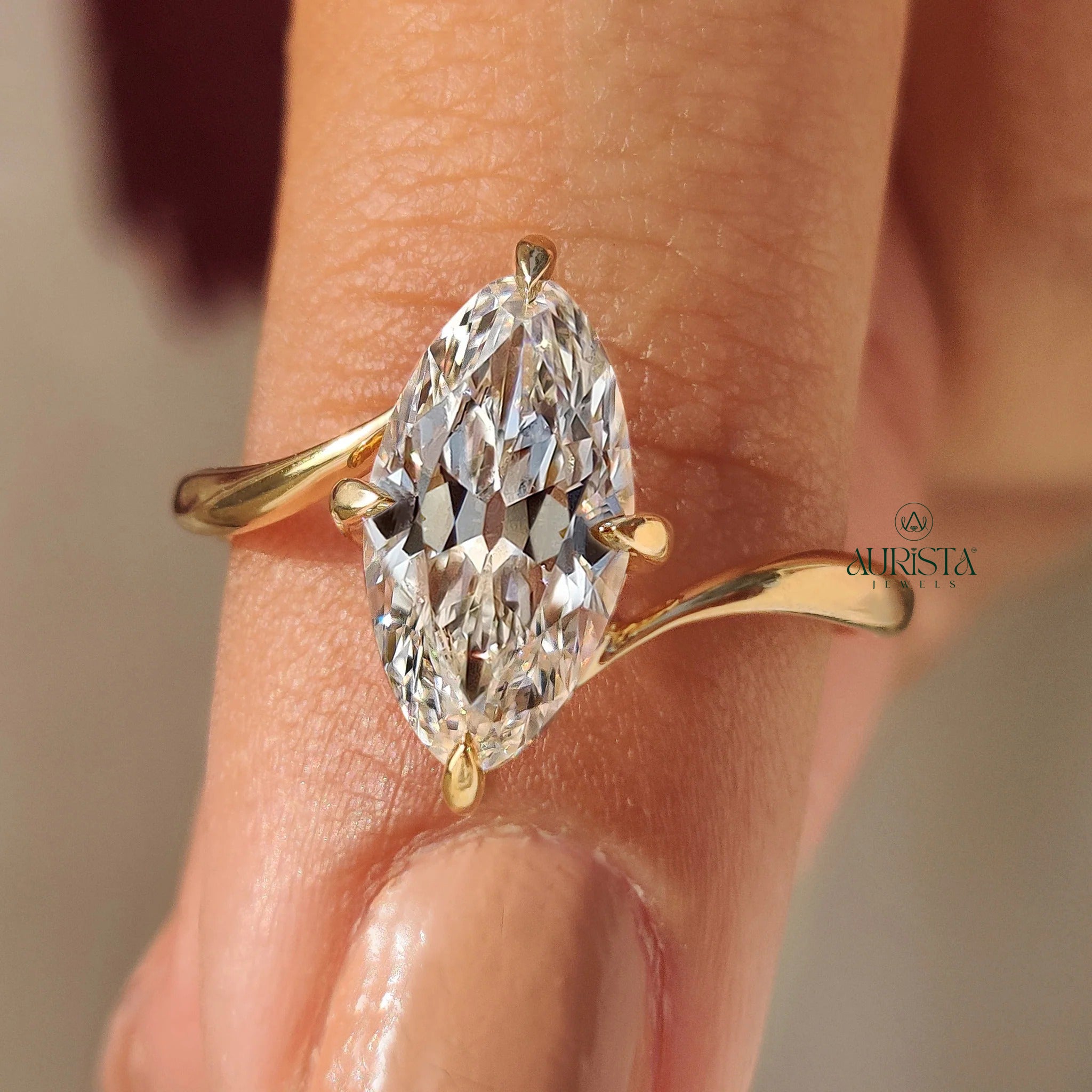 Marquise Diamond Solitaire Ring with Radiant Sparkle