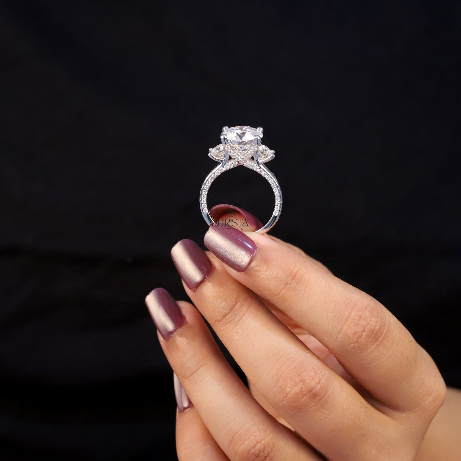 5 CT Lab Grown Diamond Three Stone Ring, Round Cut Anniversary Gift Ring