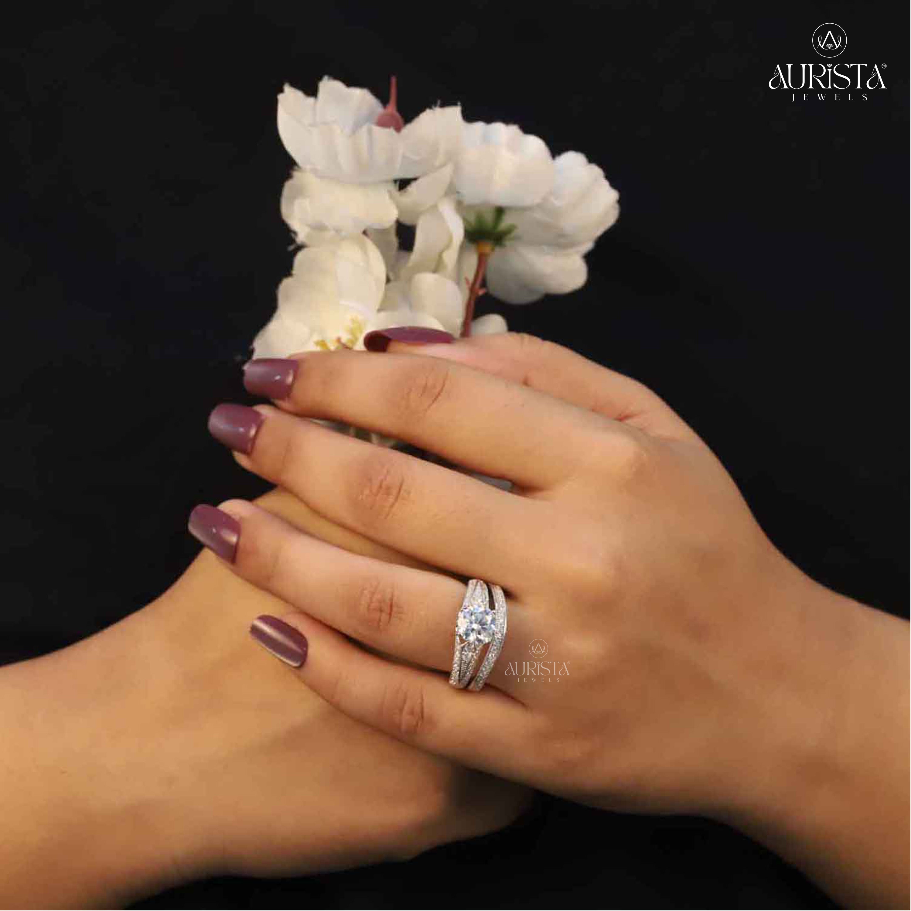 Eternal Touch – Custom Round White Diamond Ring With Band