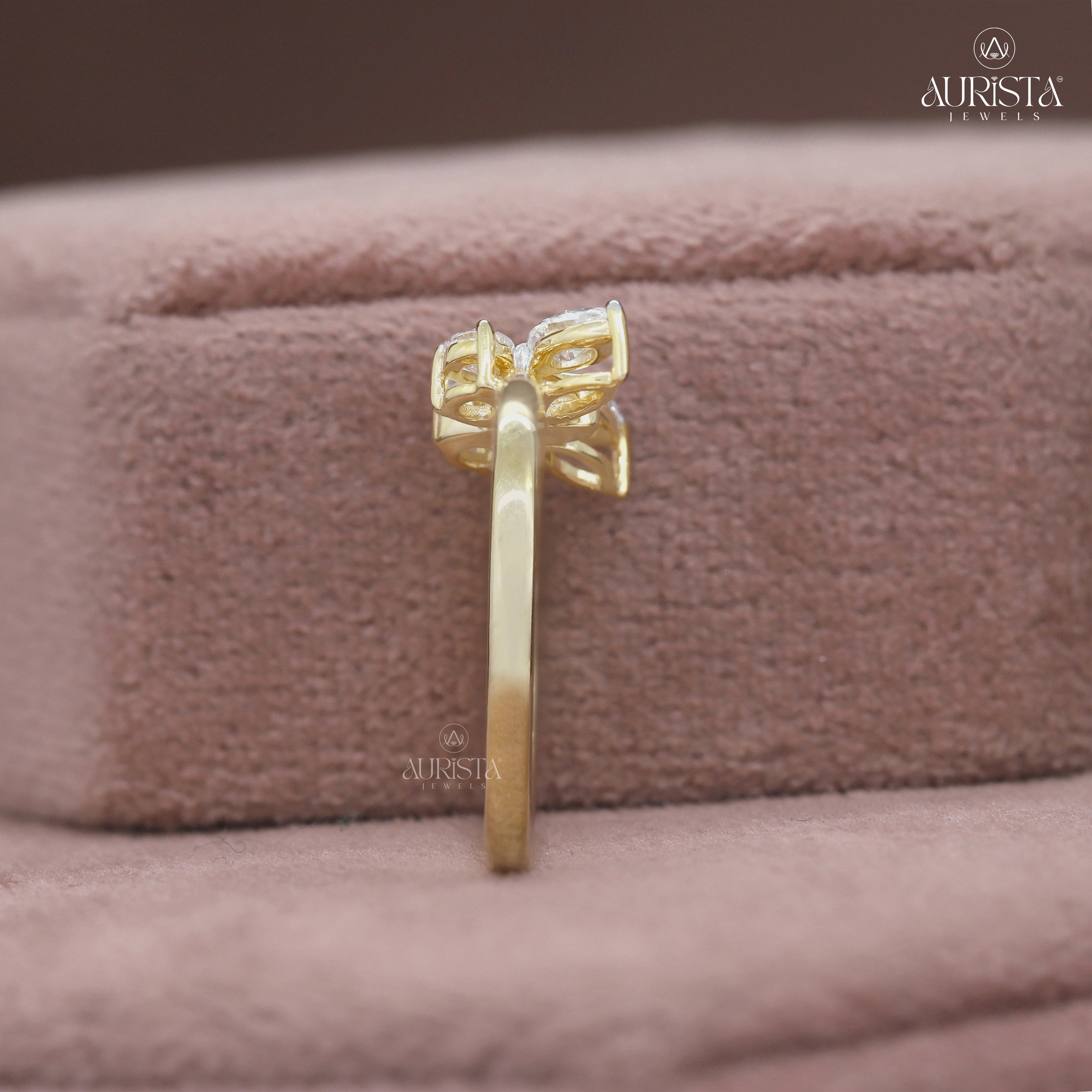 Wear Your Promise- Yellow Gold Band with Round And Marquise Diamond