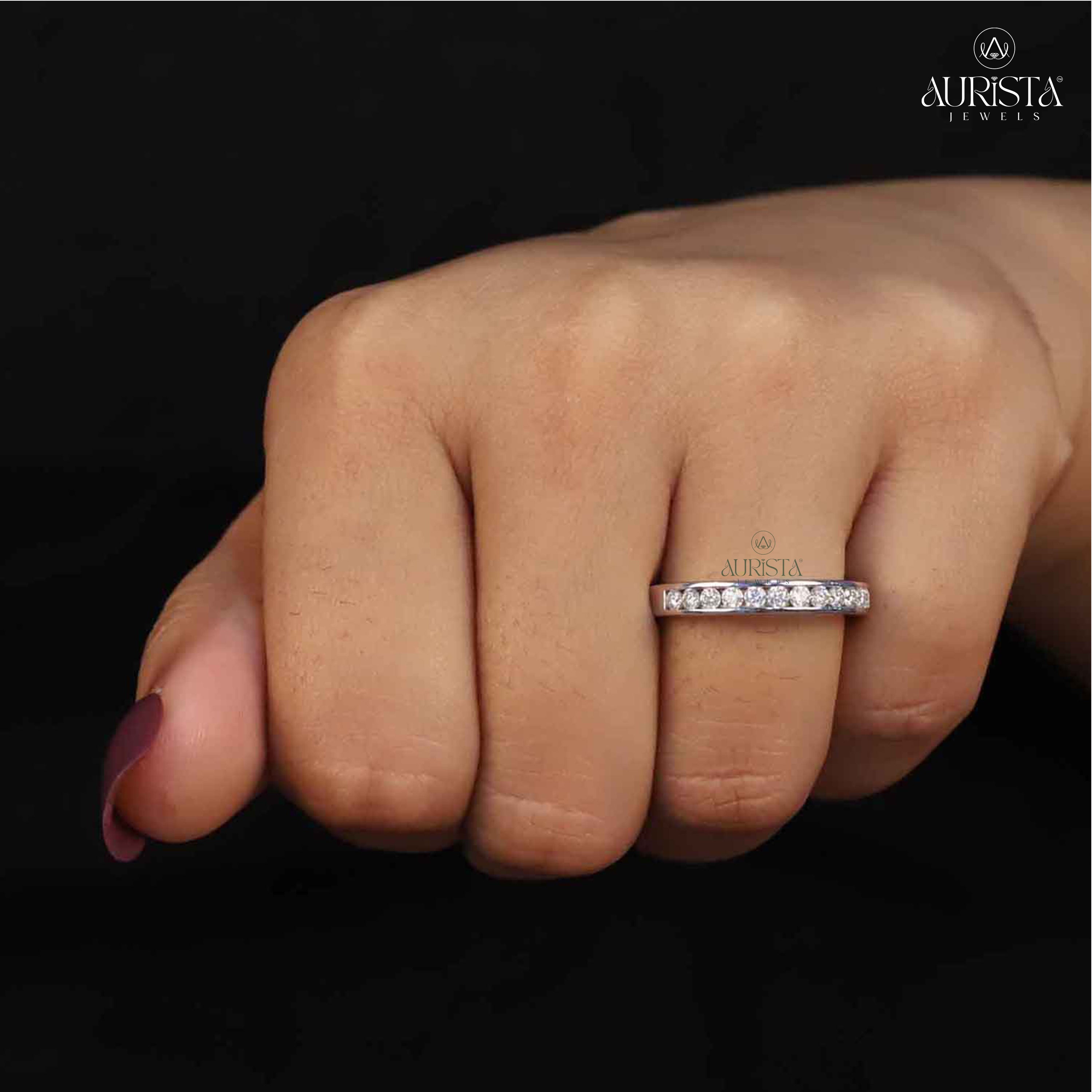 Rings of Destiny- White Gold Band with Round Diamond