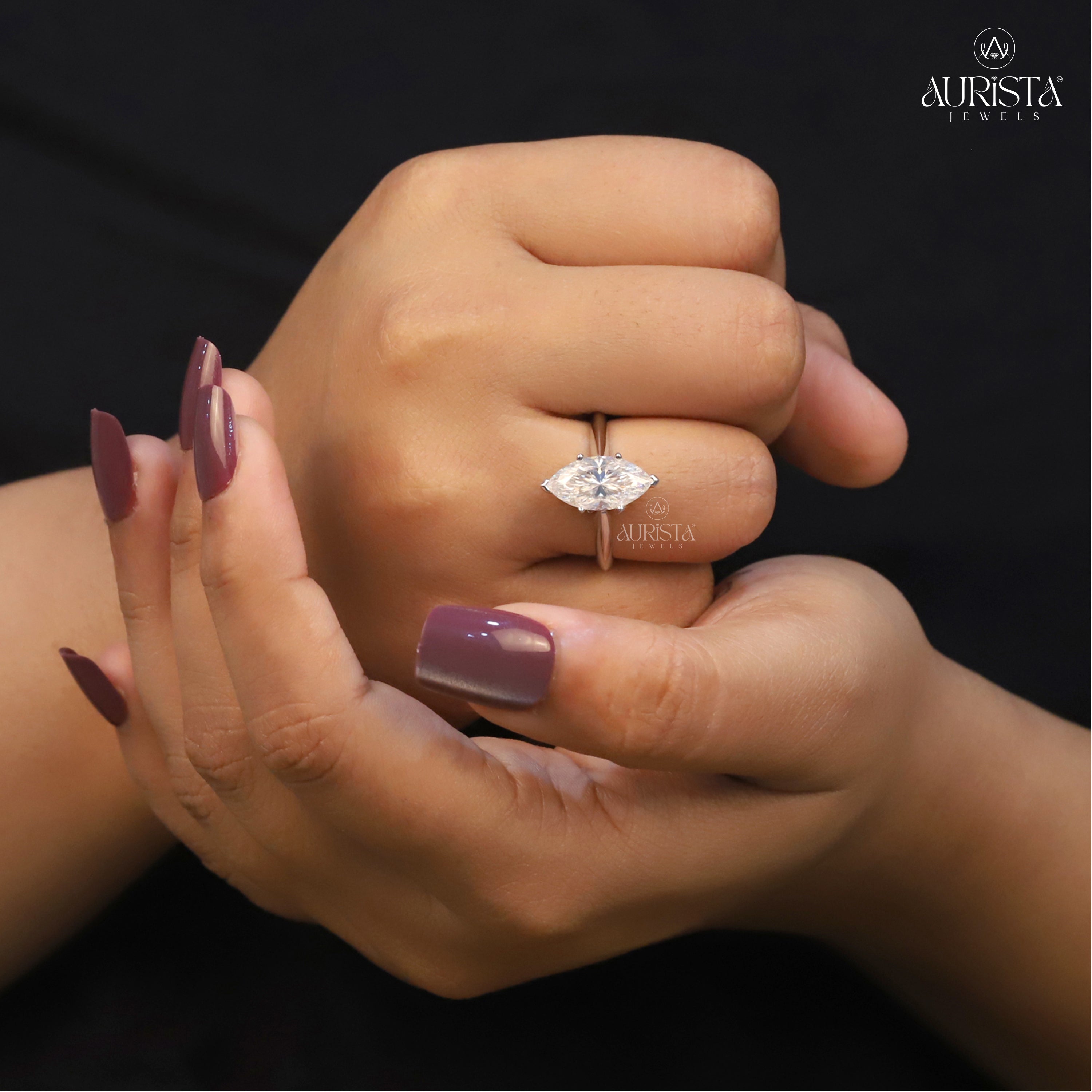 Marquise Cut Lab Grown Diamond Engagement Ring, 3.00 Carats, Solitaire Wedding Ring