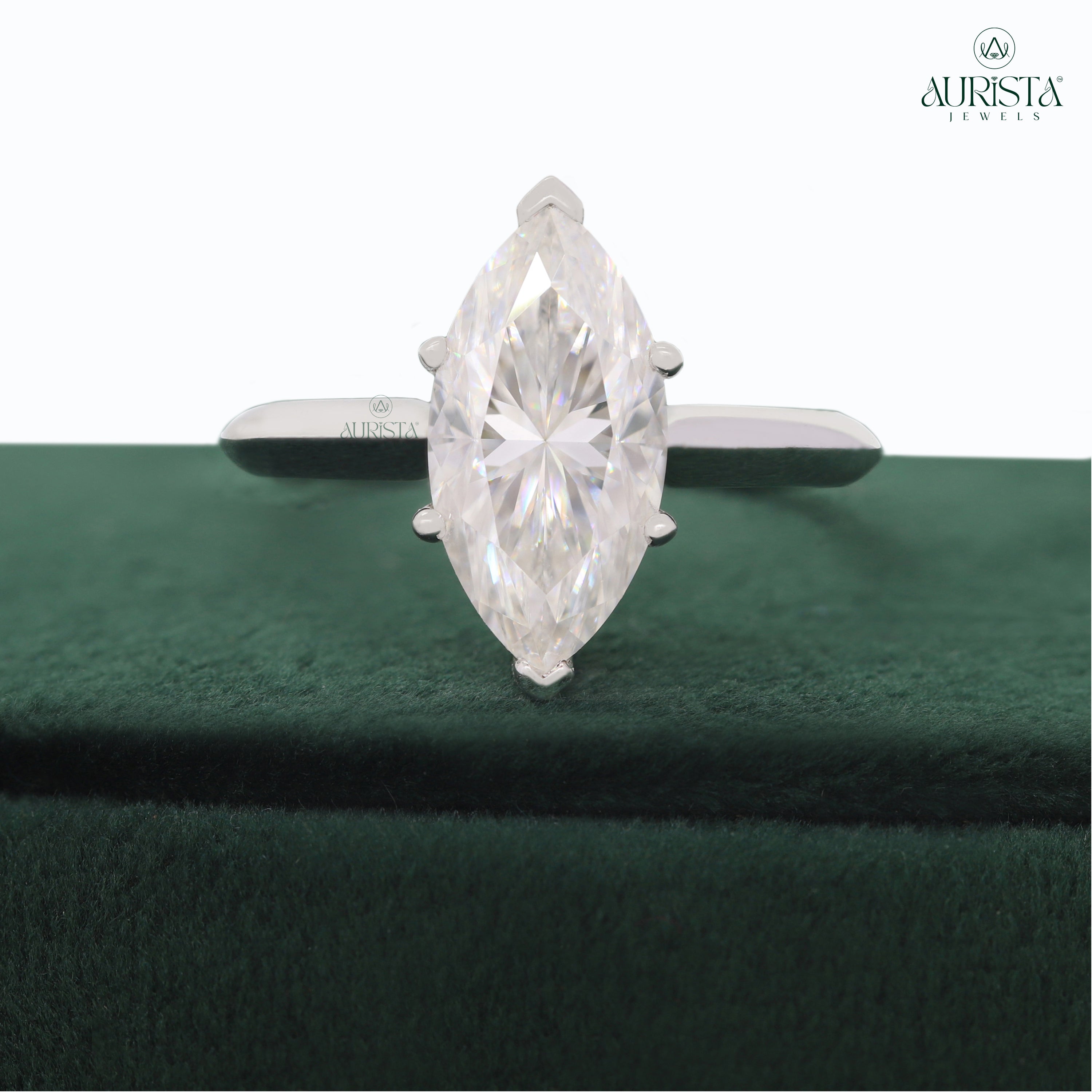 Grace in Light White Gold Ring with Marquise Diamond