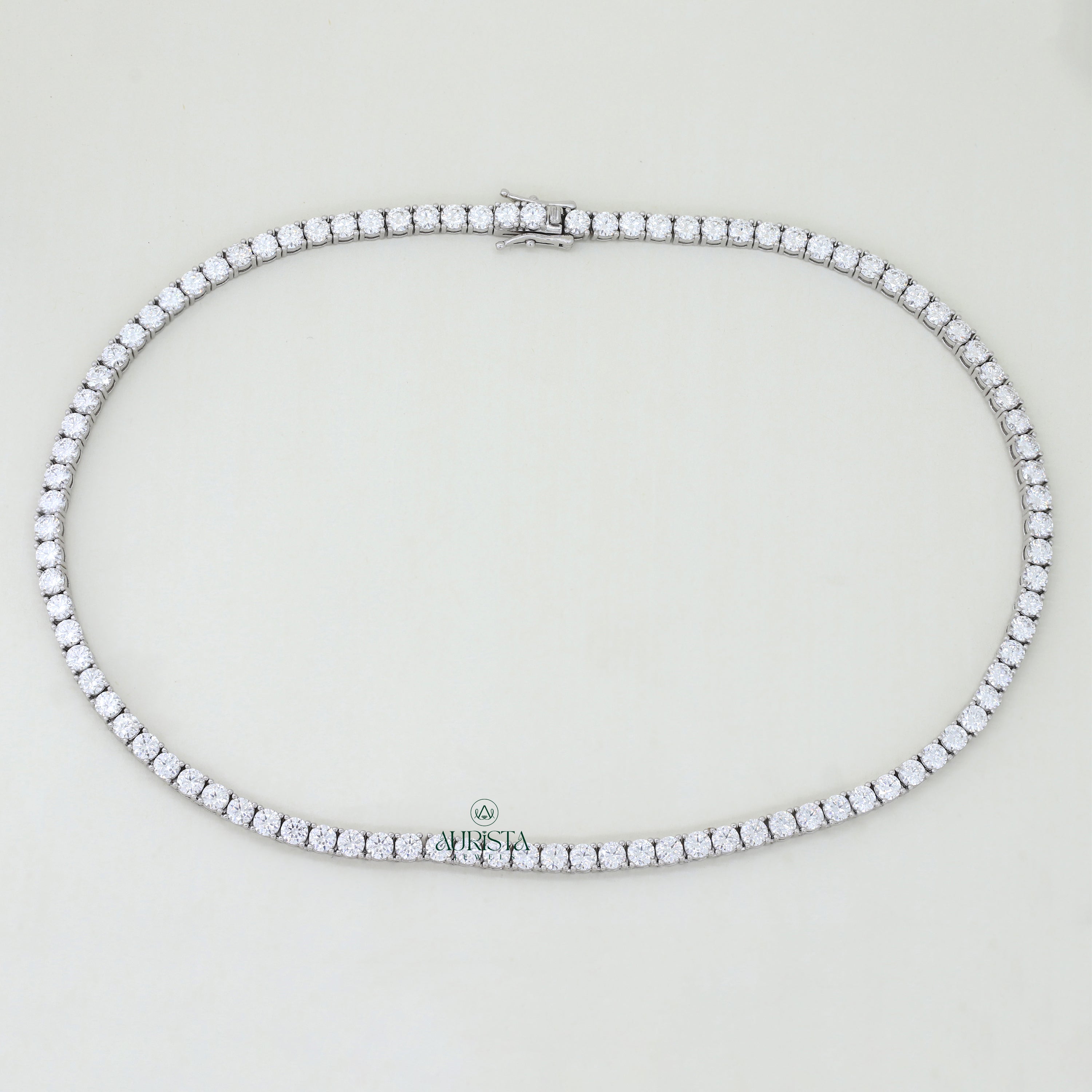 Whispers of Light – Moissanite Tennish Necklace with Round Diamonds