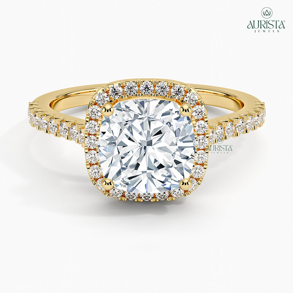 Timeless Union Yellow Gold Ring with Cushion Diamond
