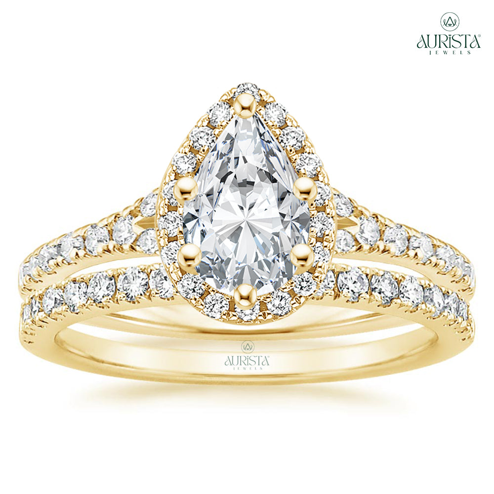 Promise Eternal Yellow Gold Ring with Pear Diamond
