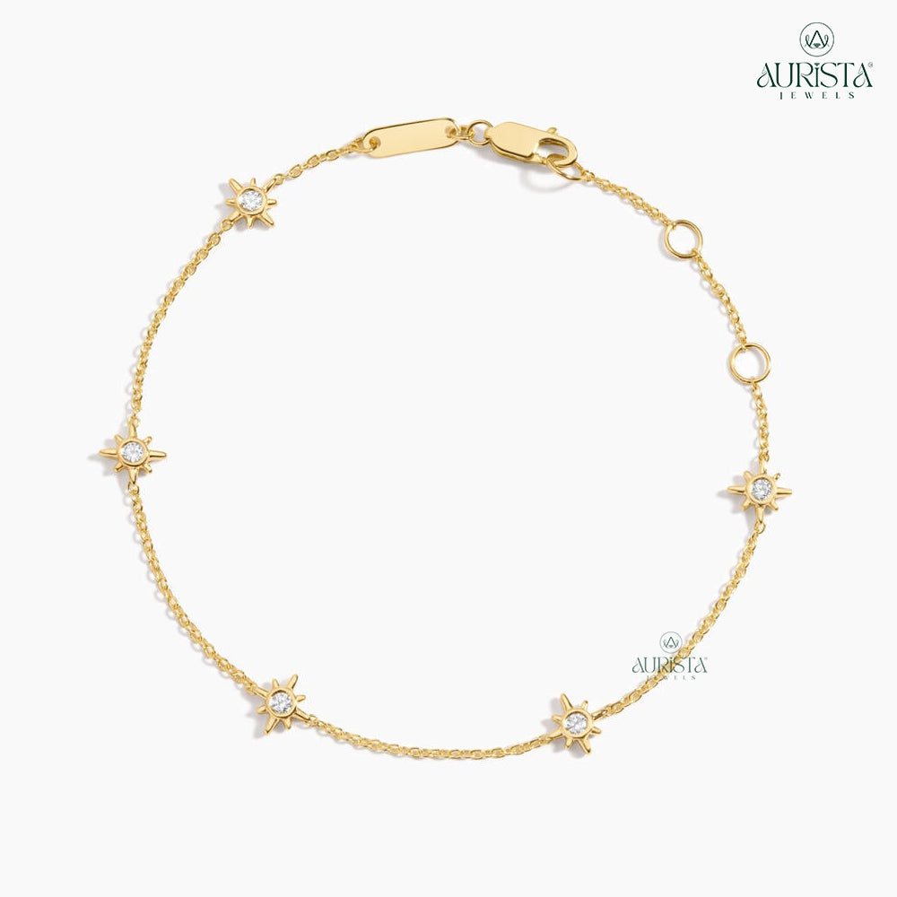 Circle of Grace Yellow Gold Bracelet with Round Diamonds