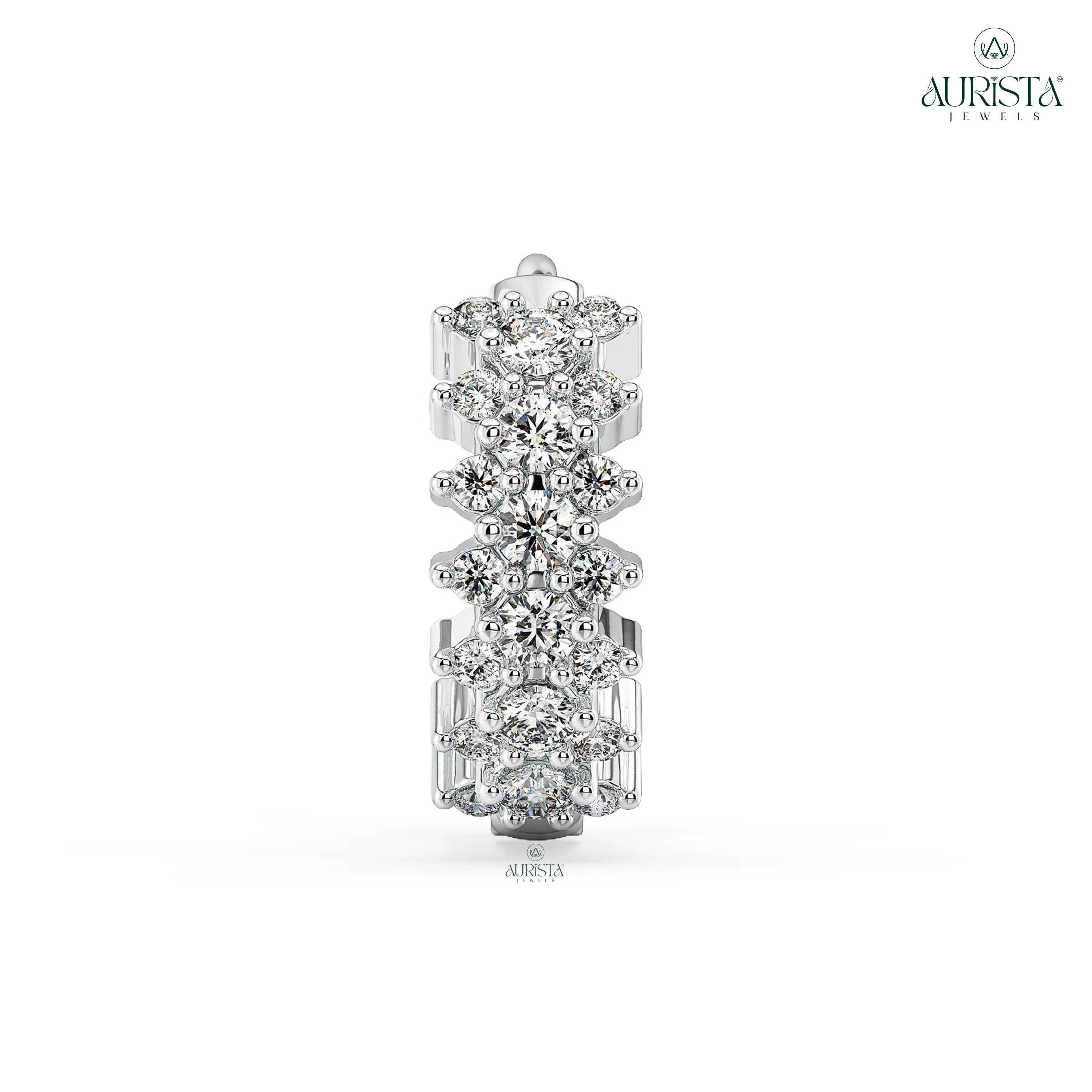 Heart Promise Rose Gold Round Diamond Nose Pin Ring