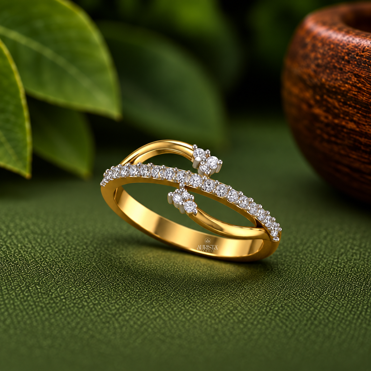 Asymmetric Pavé Bypass Ring Moissanite in Diamond Fine Jewelry