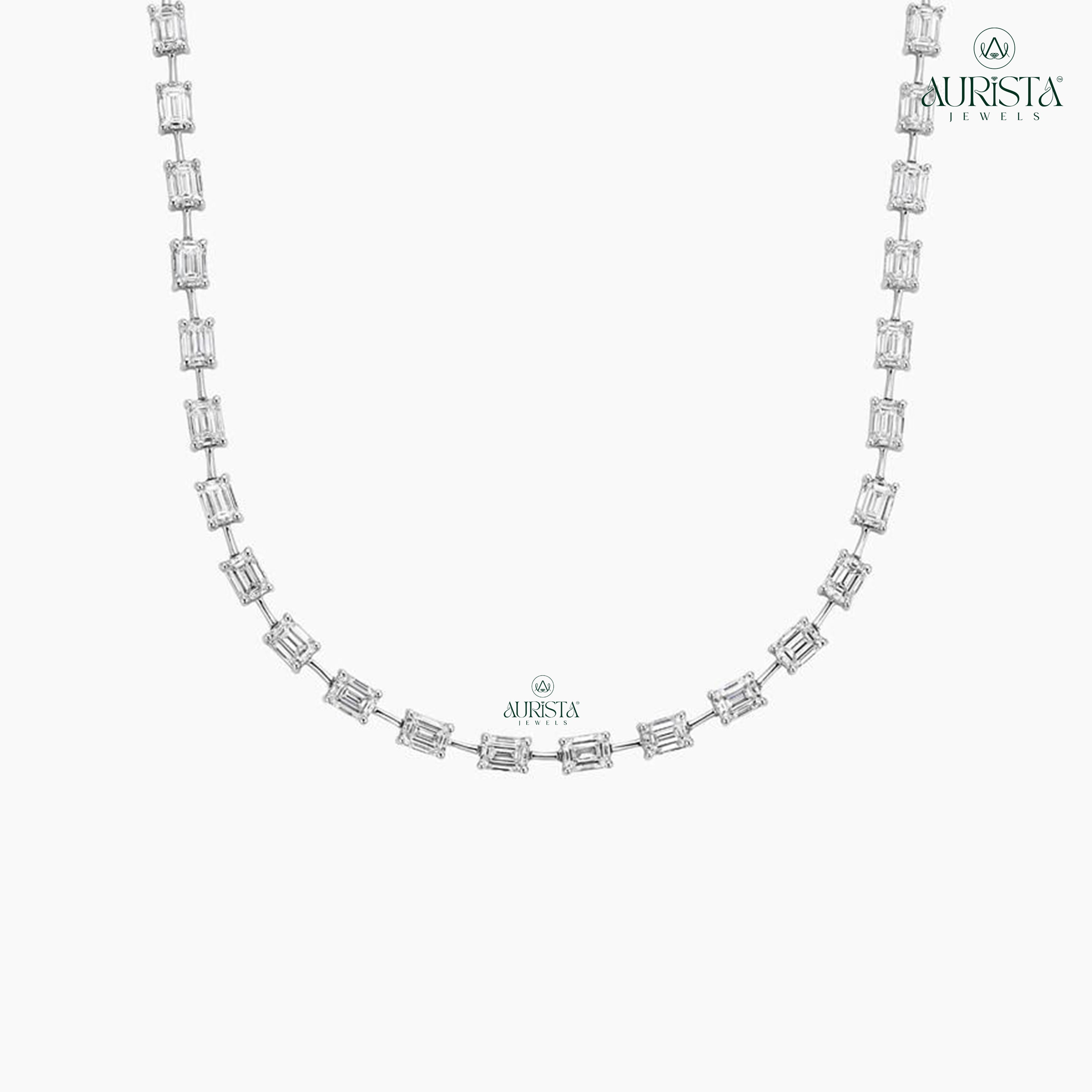 Classic Lab Grown Diamond Tennis Necklace White Gold Luxury Statement Jewelry