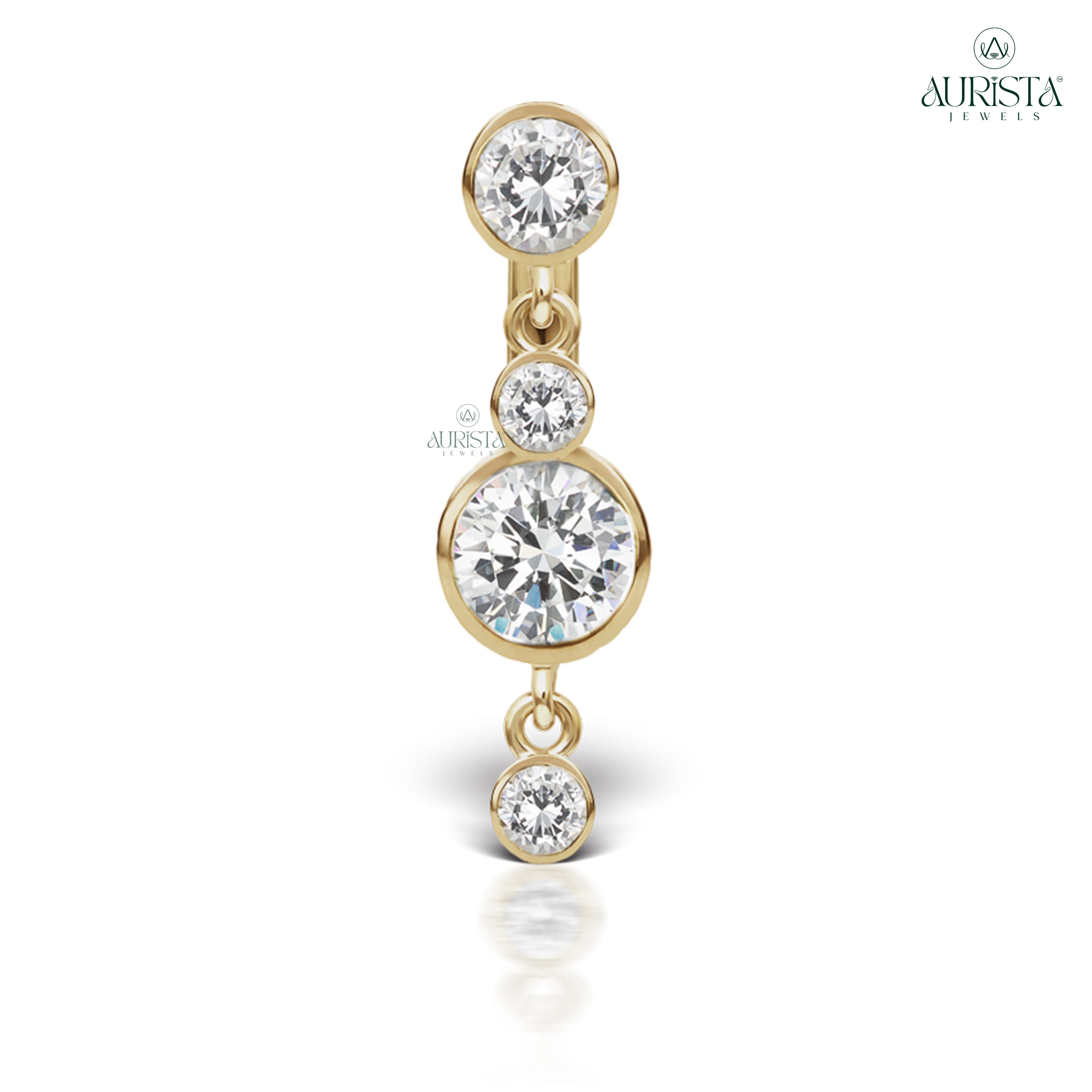 Timeless Romance Rose Gold Round Diamond Belly Button Ring