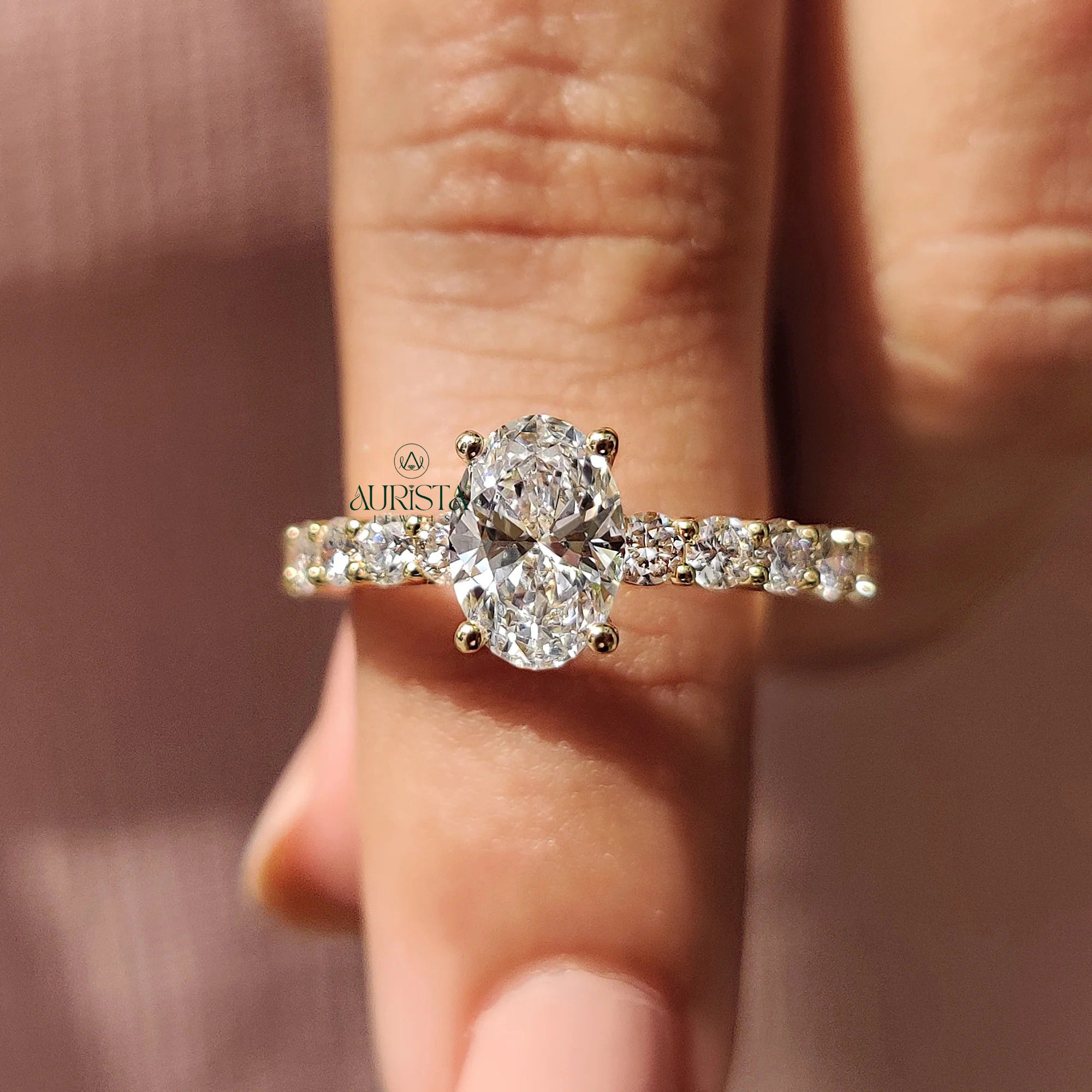 Oval-Cut Ice Blossom Ring with Shimmering Pave Craftsmanship