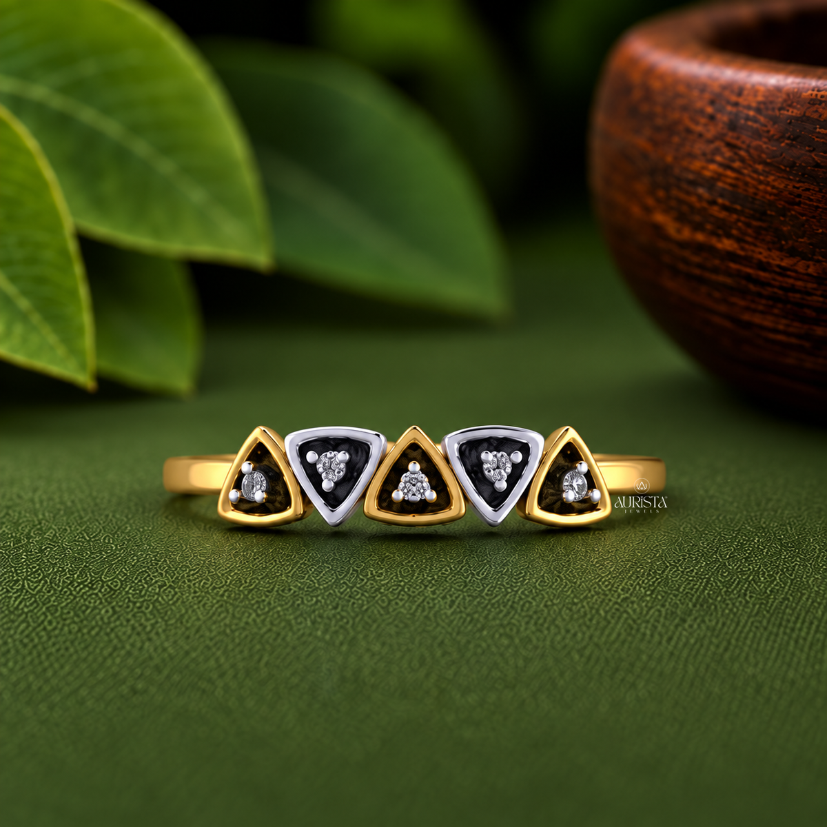 Triangle Cluster Statement Ring Lab Grown in Diamond Gold Fine Jewelry