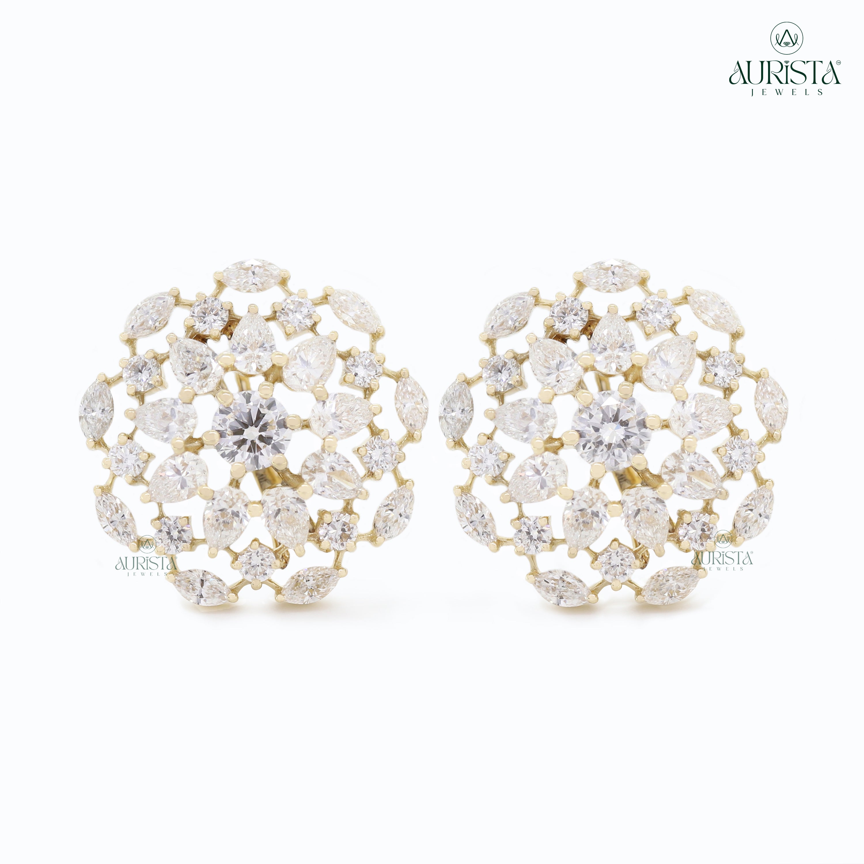Eternal Shine – Gold Diamond Earrings