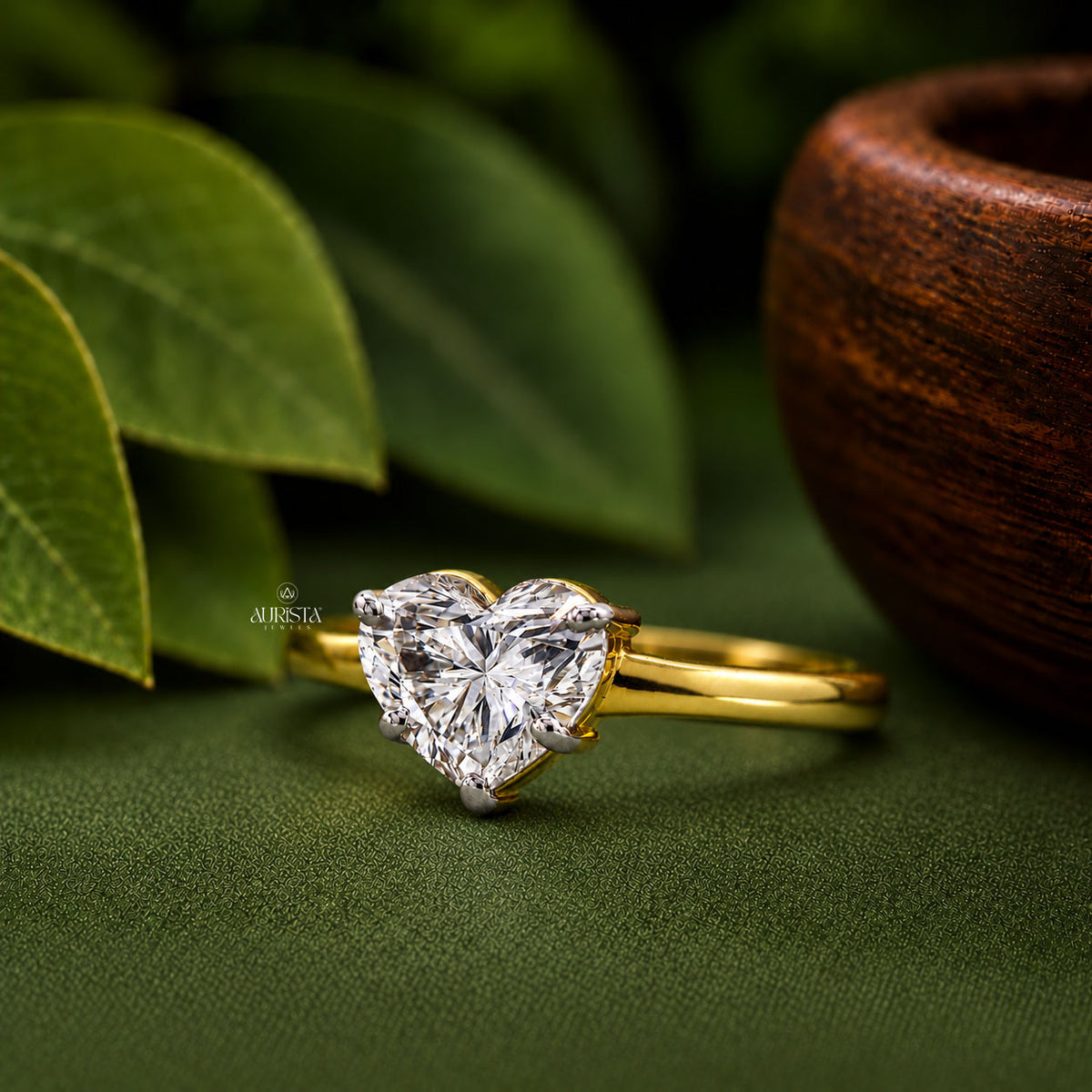 Heart Shape Lab Grown Diamond Ring, Minimalist Engagement Wedding Ring Solitaire