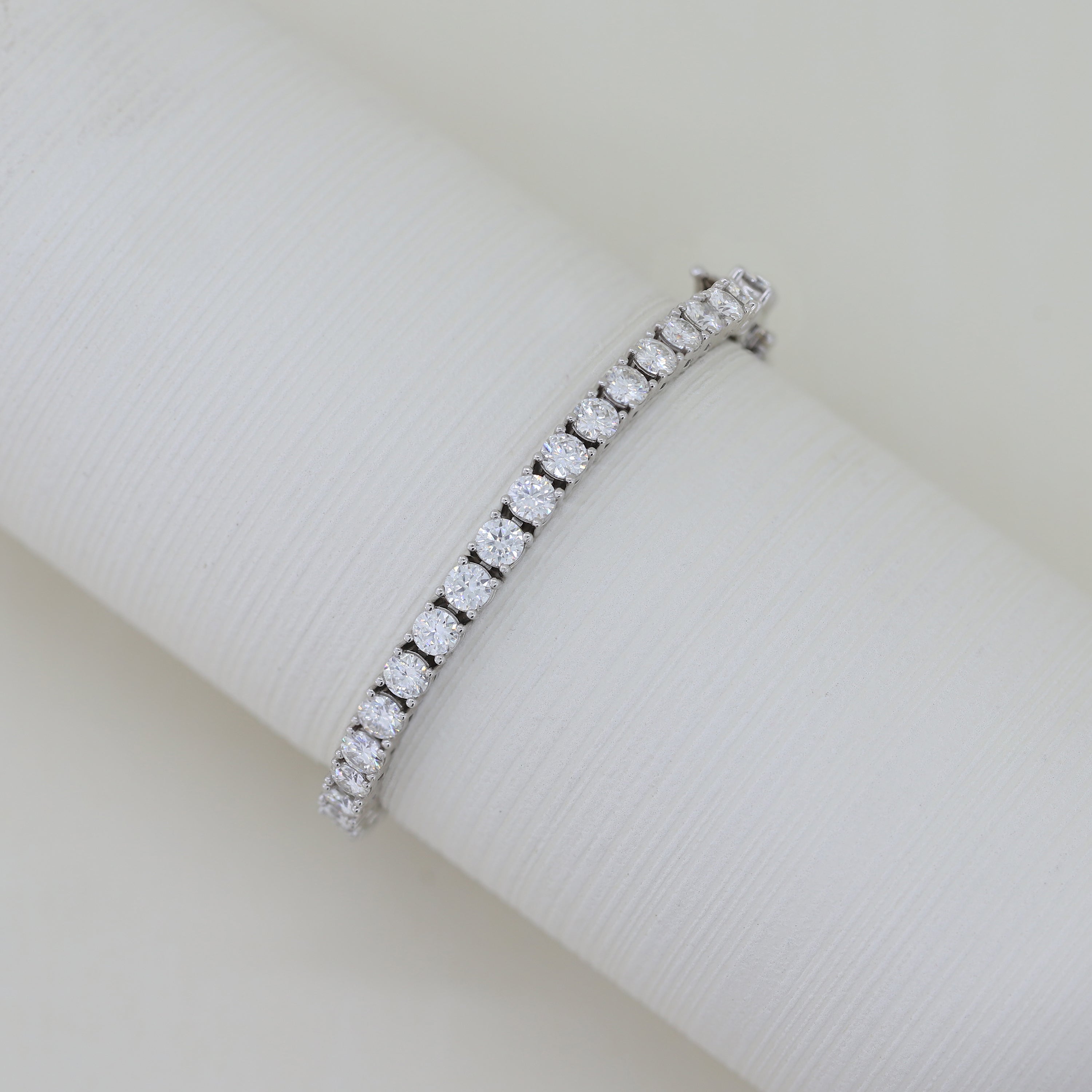 Moissanite Round Tennis Bracelet, Luxury Silver Statement Jewelry, Bridal Gift for Her