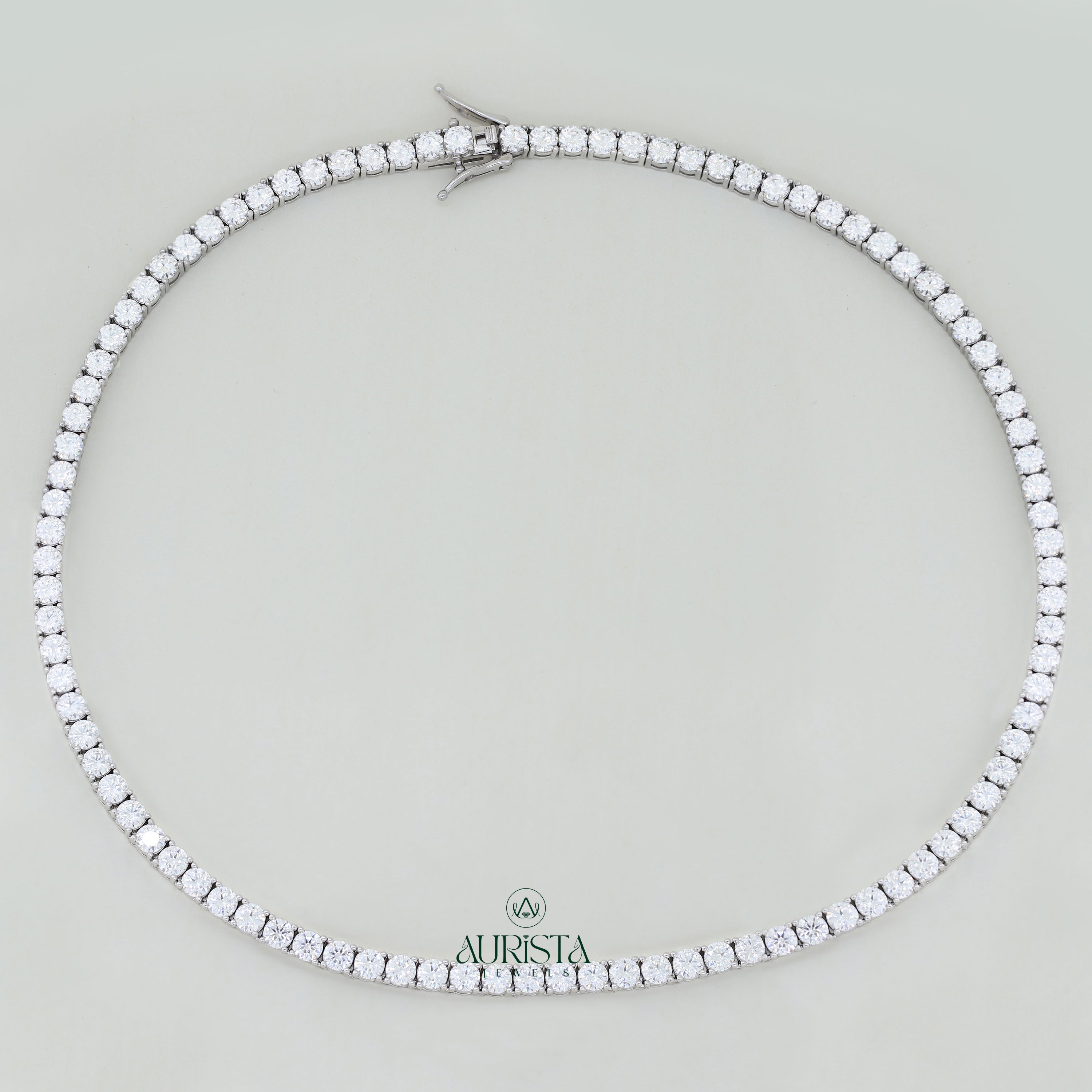 Whispers of Light – Moissanite Tennish Necklace with Round Diamonds