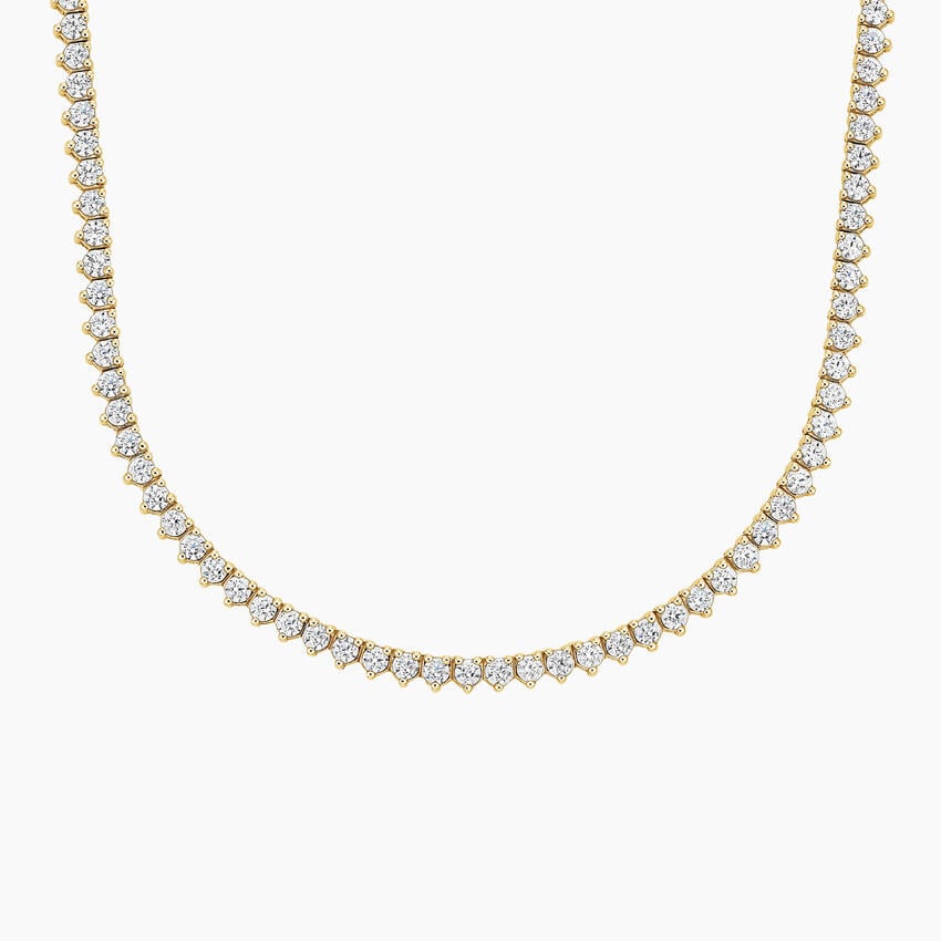 Round Cut Lab Grown Diamond Tennis Necklace Classic Gold Statement Jewelry Piece