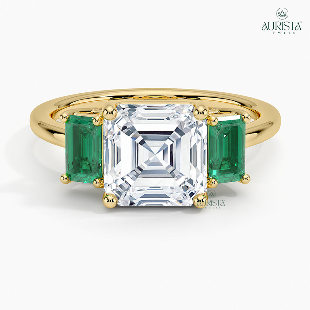 Hold Forever Yellow Gold Ring with Asscher Diamond