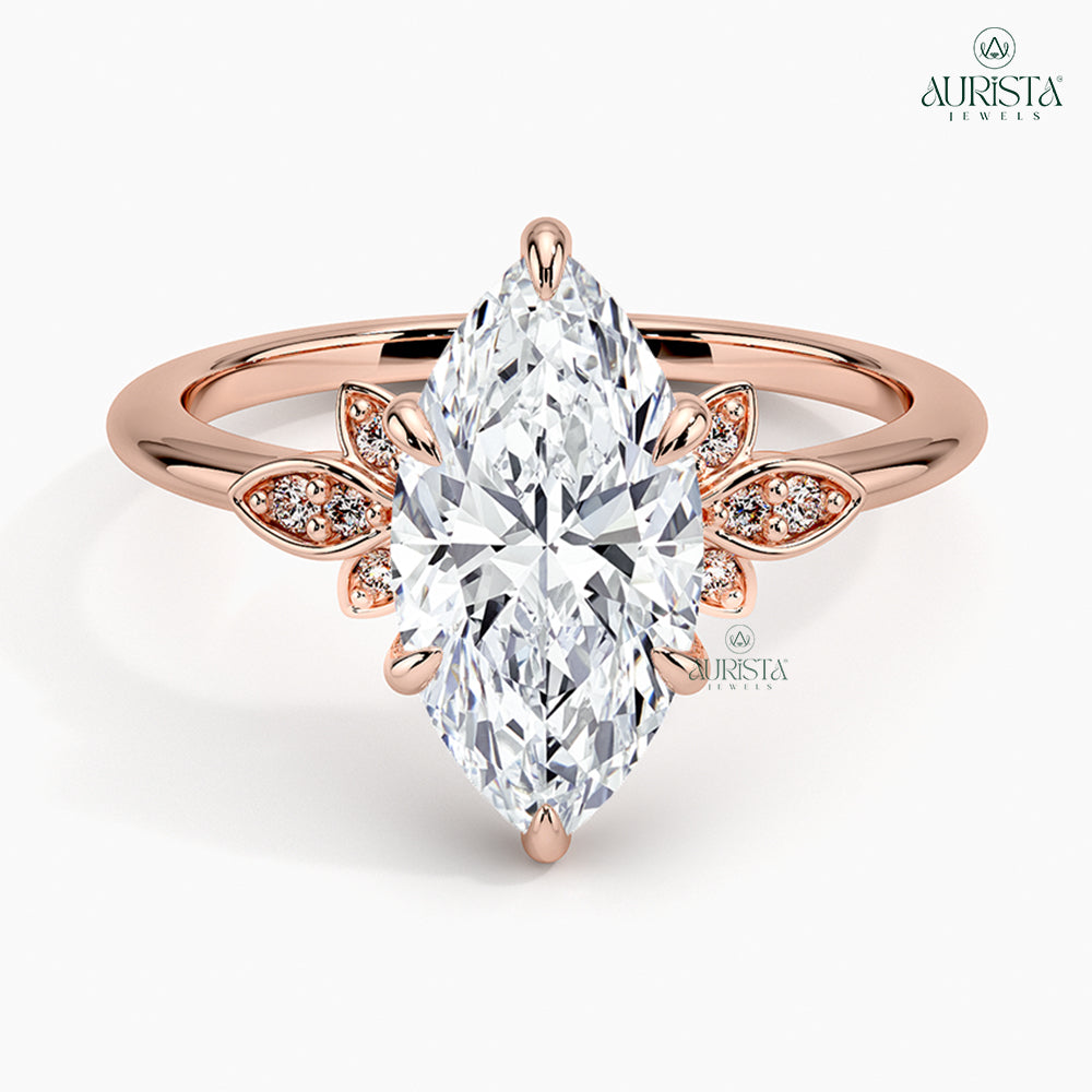 Grace in Light Rose Gold Ring with Marquise Diamond