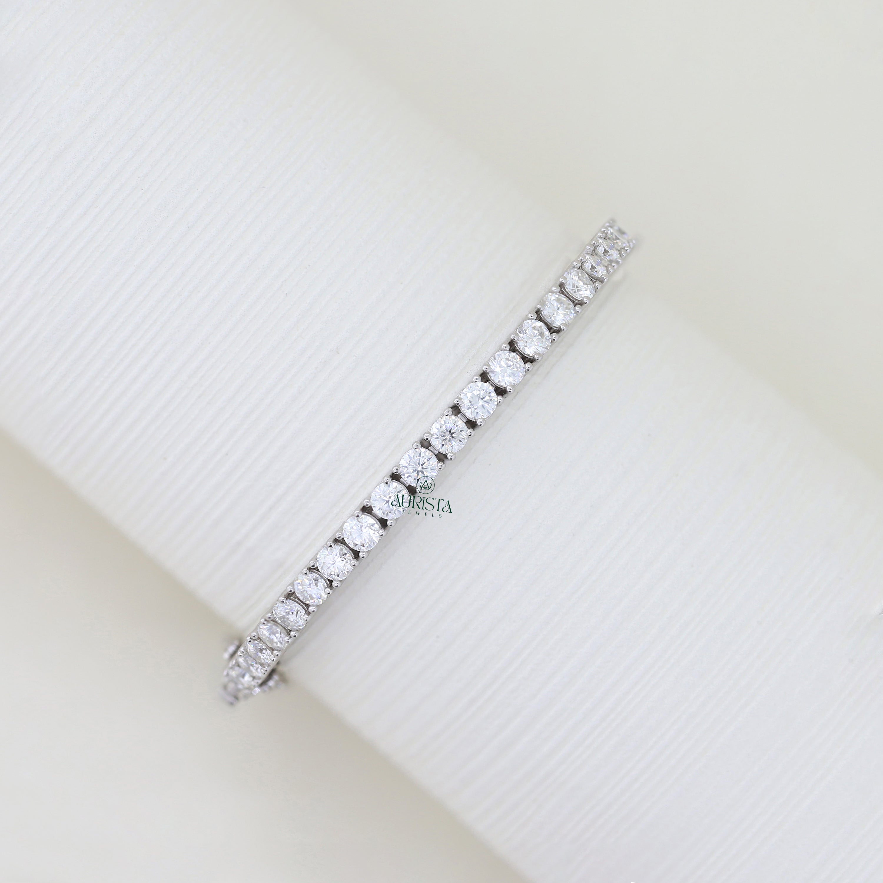 Moissanite Round Tennis Bracelet, Luxury Silver Statement Jewelry, Bridal Gift Her