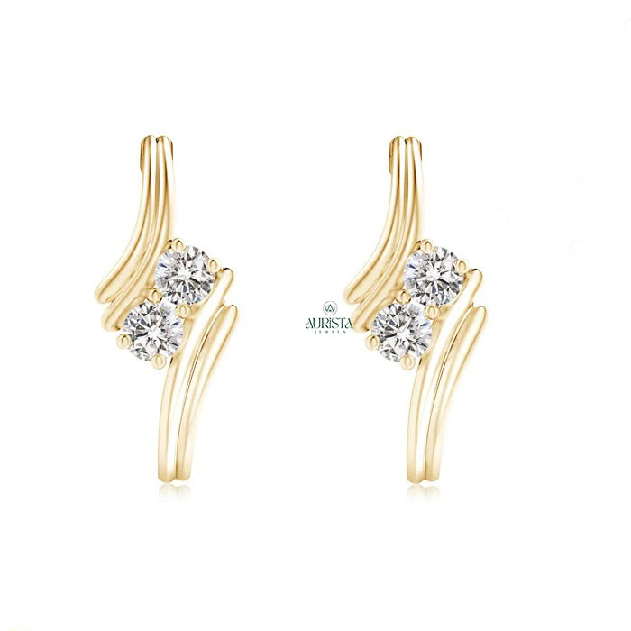 Aura Double Diamond Curved Hoops