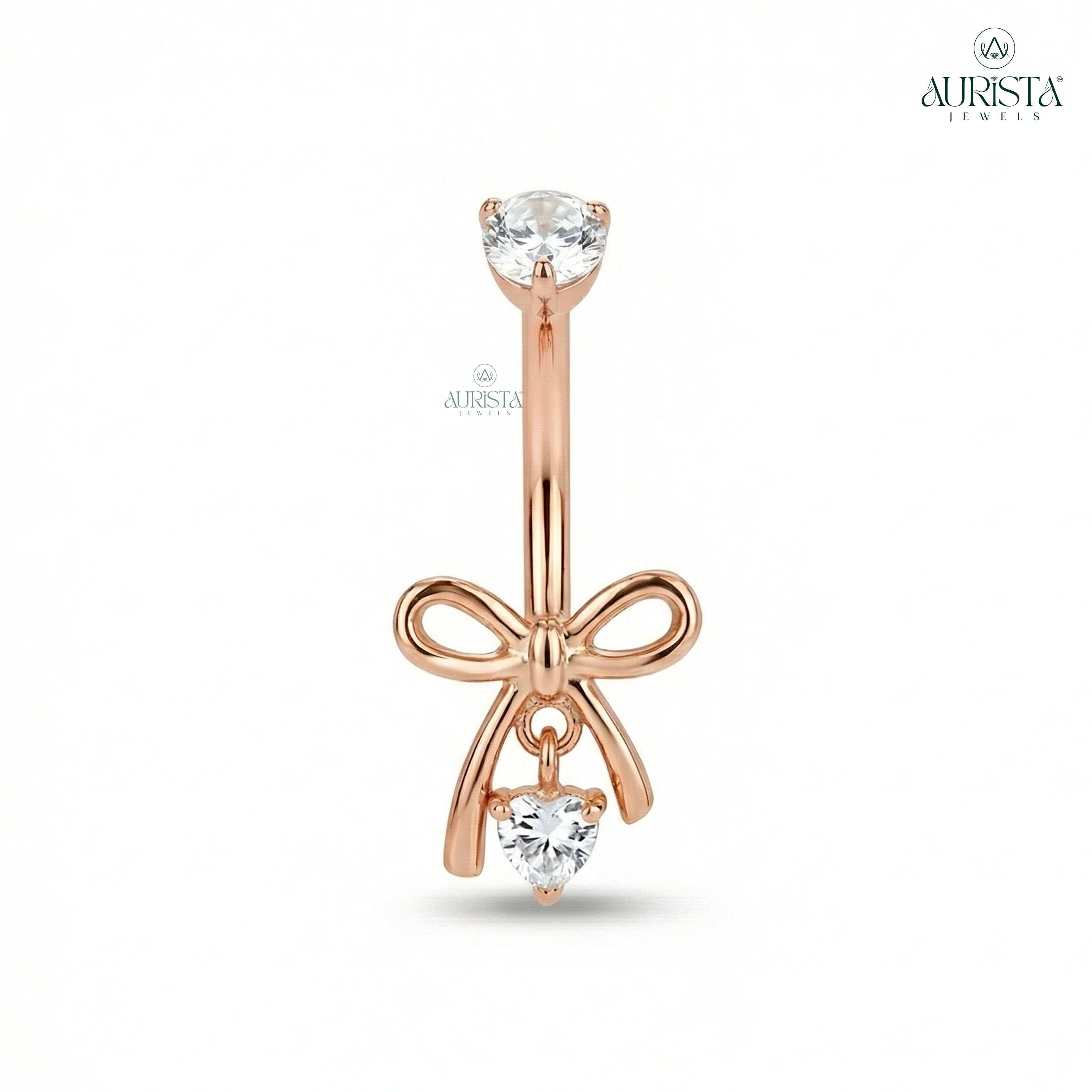 Pure Devotion Rose Gold Belly Button Ring with Round Diamond