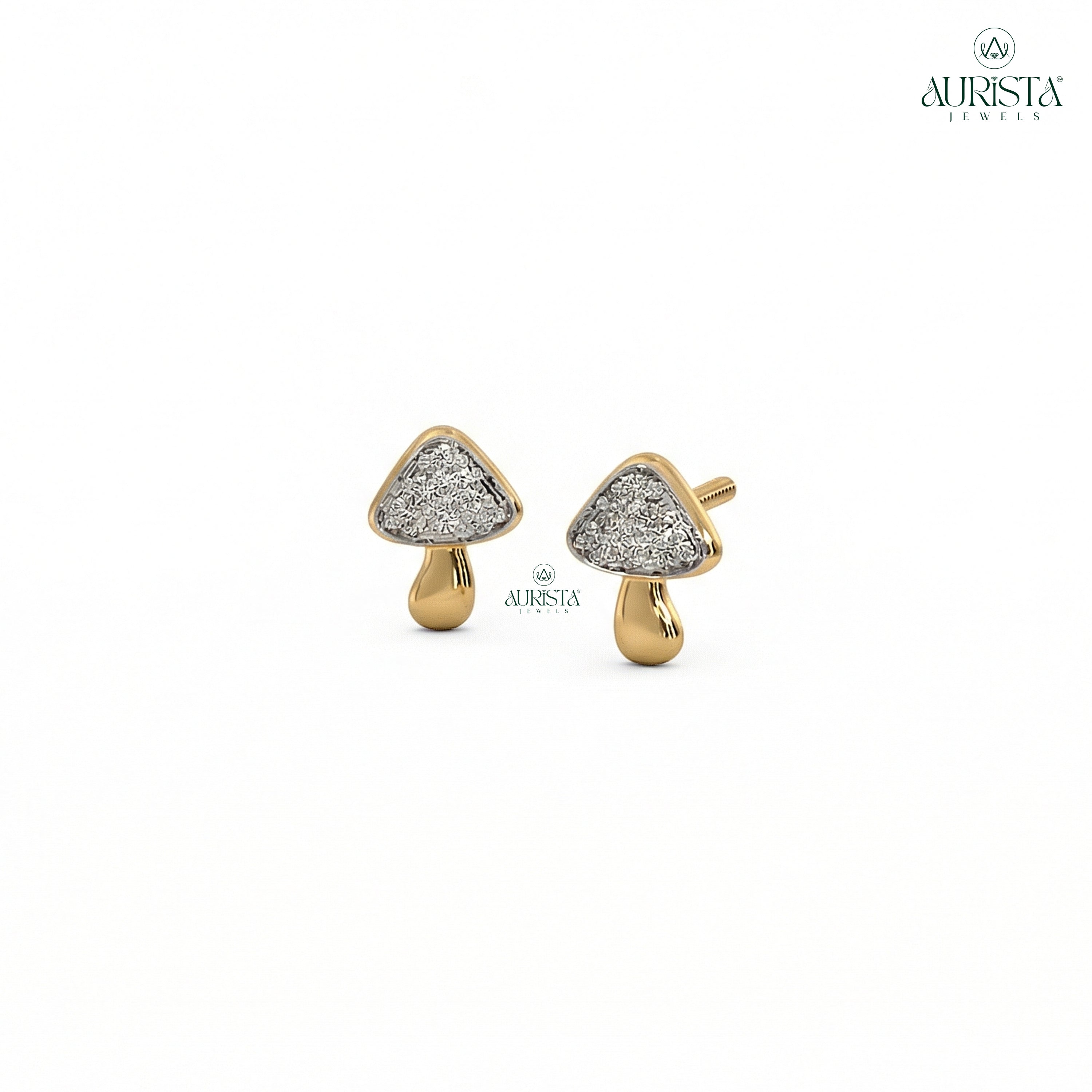 Radiant Bloom – Gold Diamond Earrings