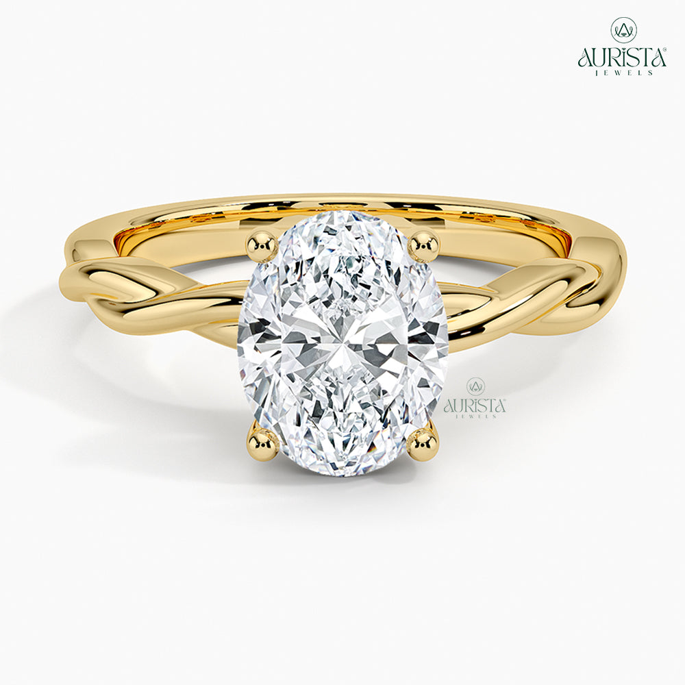 Crown of Promise – Yellow Gold Ring with Oval Diamond