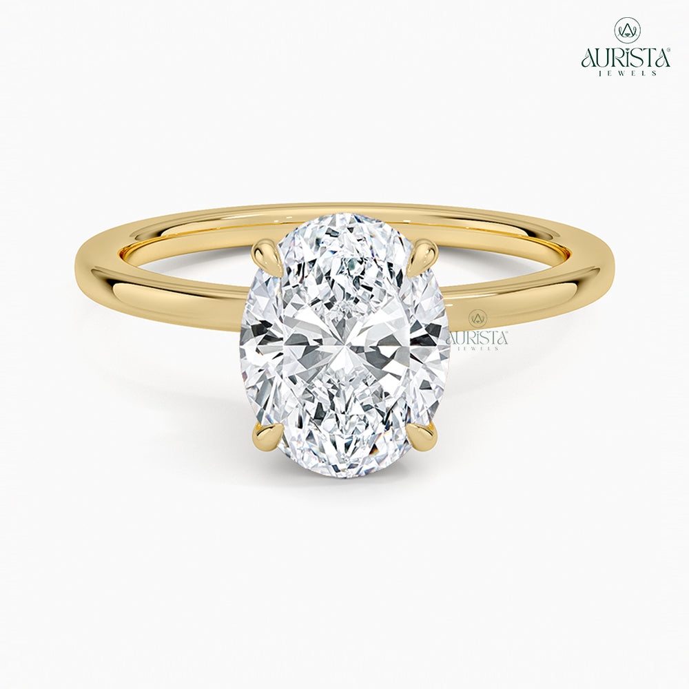 Forever Bound – Yellow Gold Ring with Oval Diamond