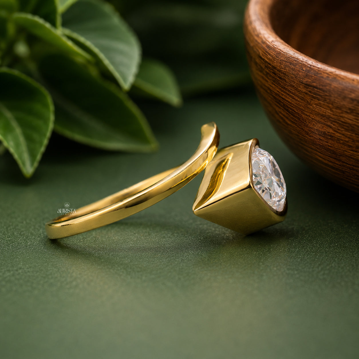 Pear Cut Lab Grown Diamond Bypass Ring,Solitaire Ring Minimalist Engagement Wedding
