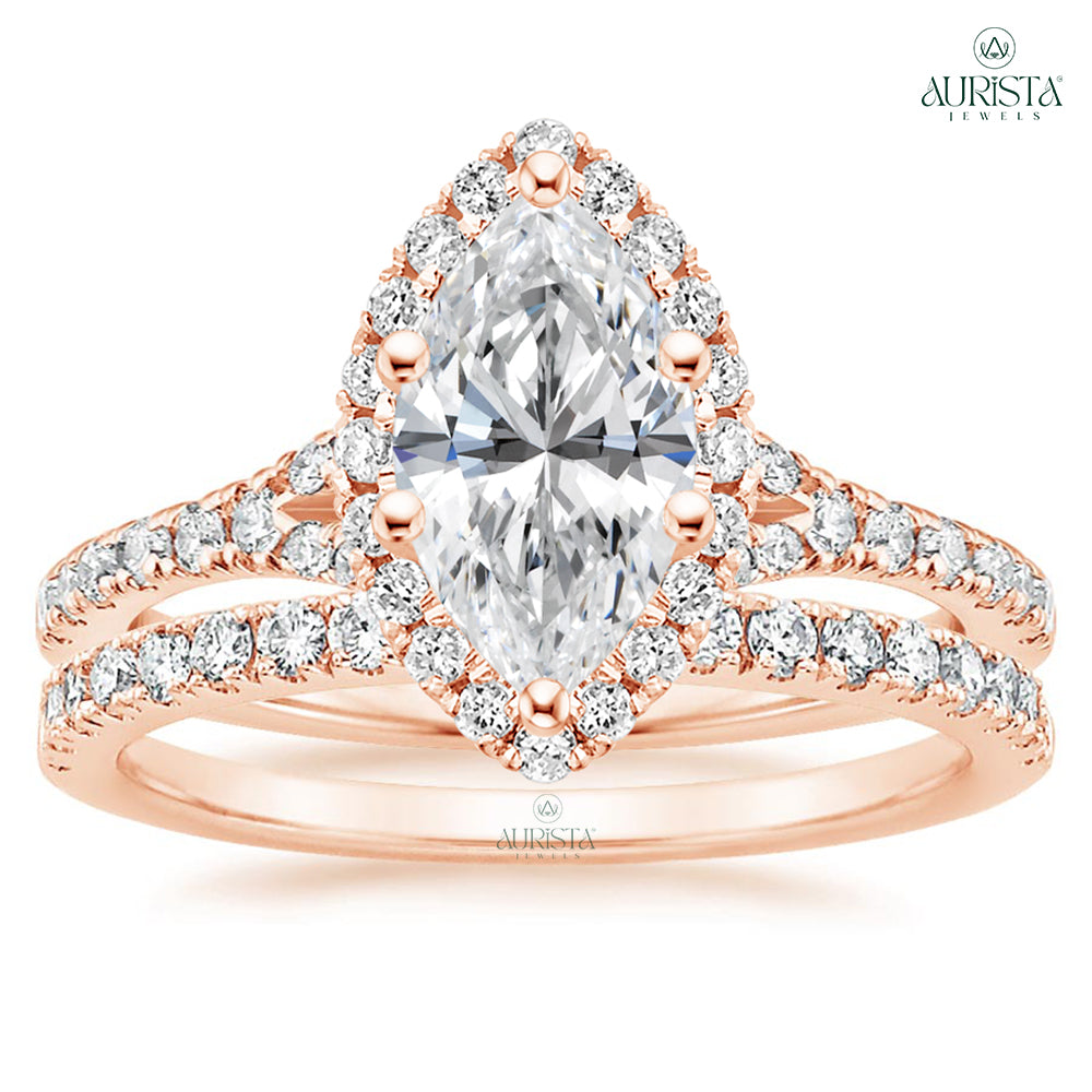 Forever Bound Rose Gold Ring with Marquise Diamond