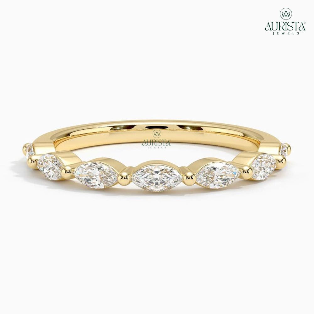 Gift of Eternity Yellow Gold Band with Marquise Diamond