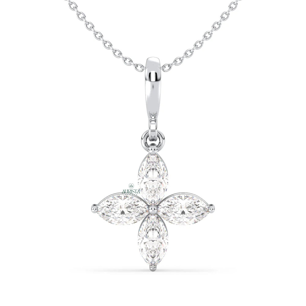 Radiant Glow Marquise Diamond Pendant in Rose Gold