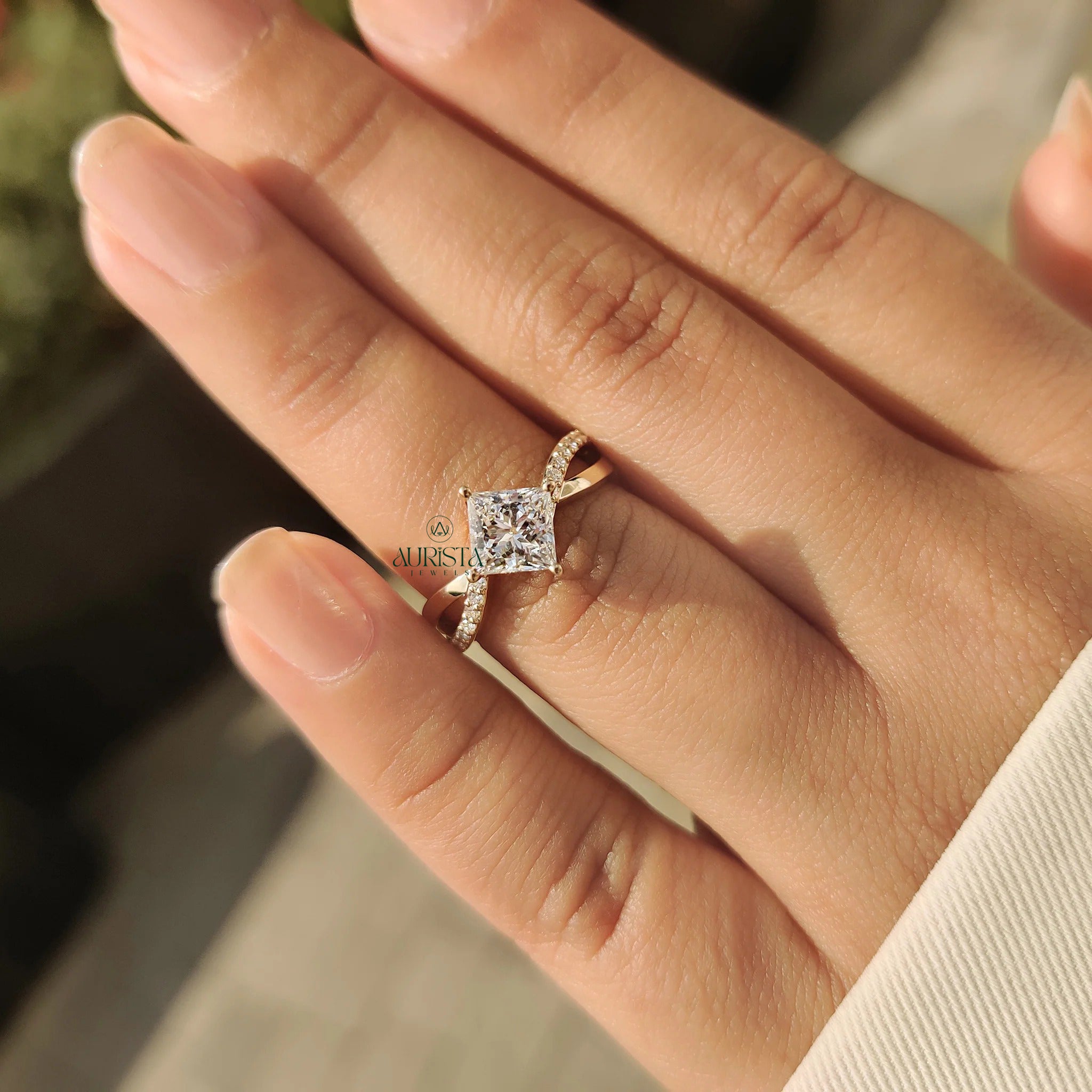 Modern Princess Cut Pave  Light  with Elegant Sparkle