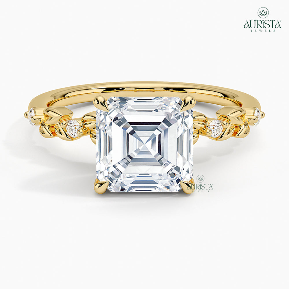 Shine Forever Yellow Gold Ring with Asscher Diamond
