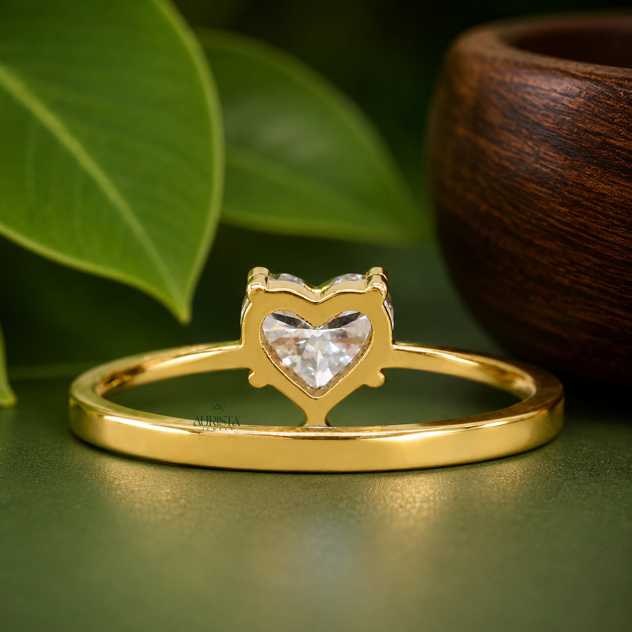 Heart Shape Lab Grown Diamond Ring, Minimalist Engagement Wedding Ring Solitaire Band