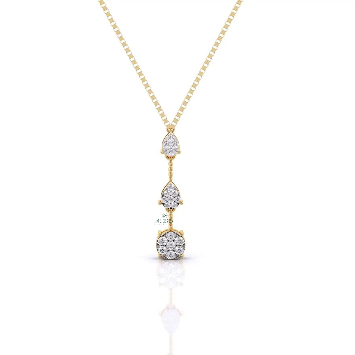 Gold Pendant Necklace Moissanite Diamond Floral Drop Minimalist Y Necklace Jewelry