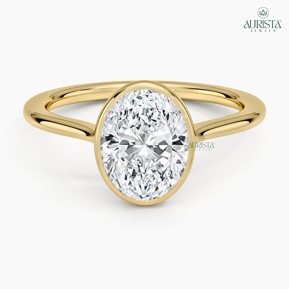 Crown of Promise Yellow Gold Ring with Oval Diamond
