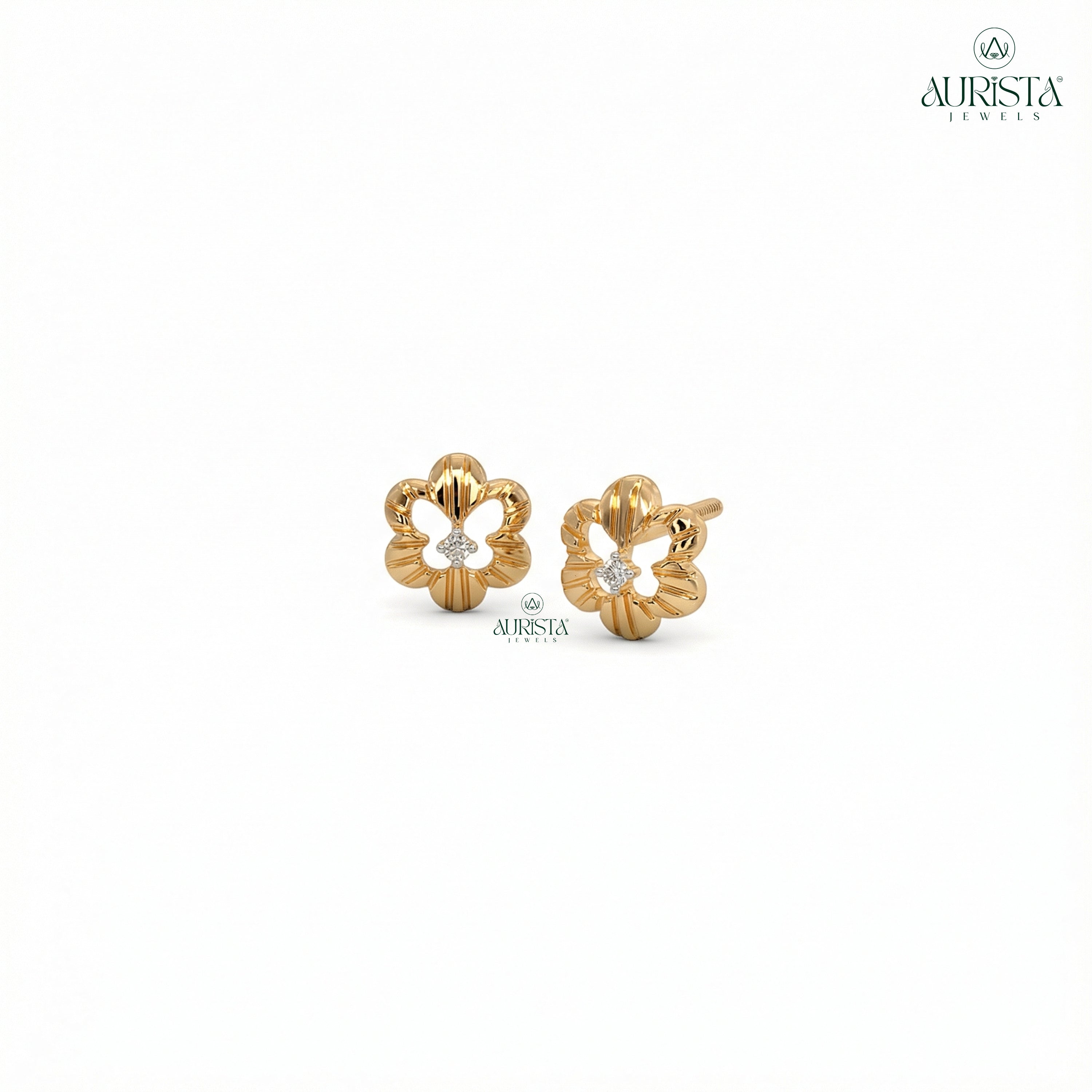 Dazzling Aura – Gold Diamond Earrings