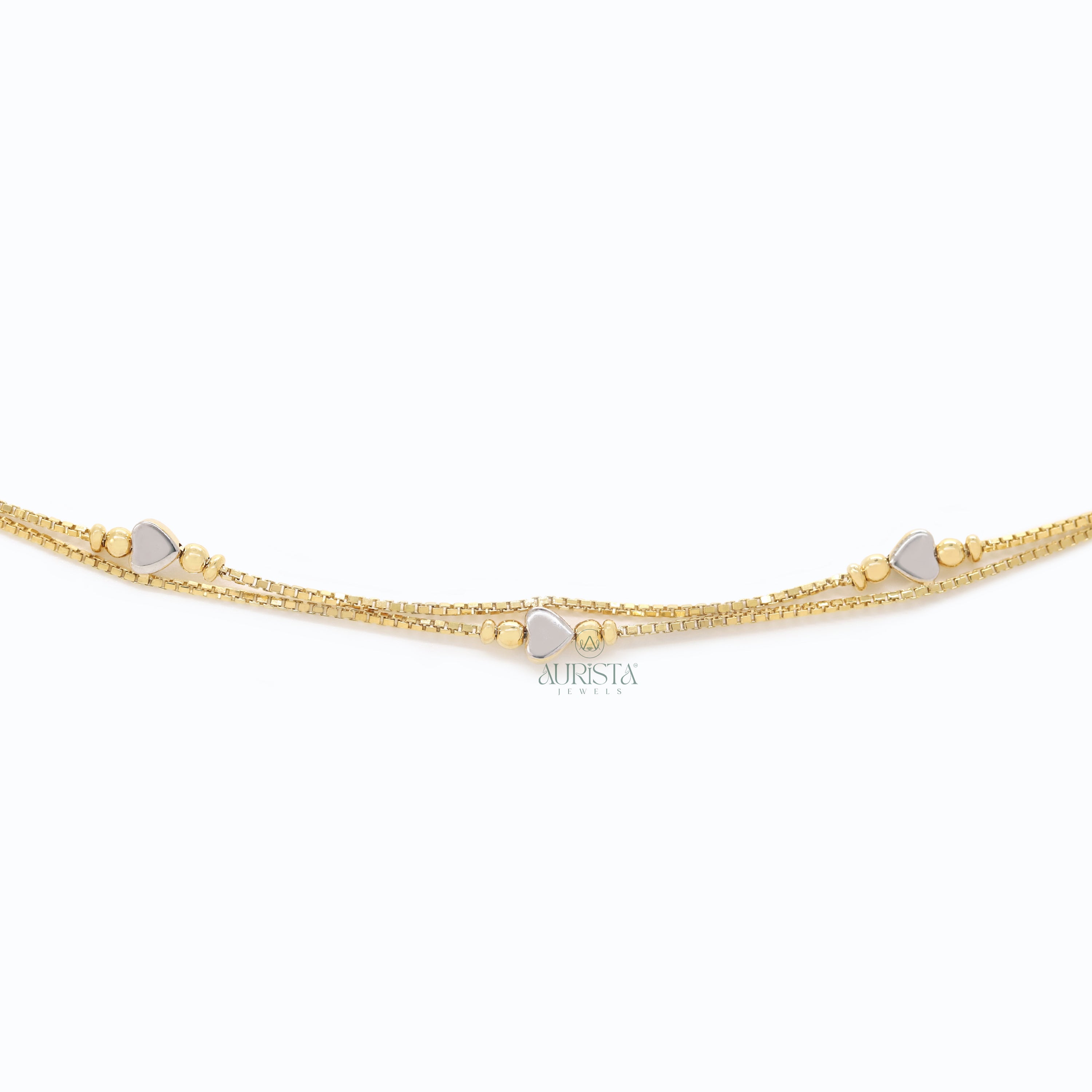 Shine of Love – Double Layer Heart Box-Chain Bracelet