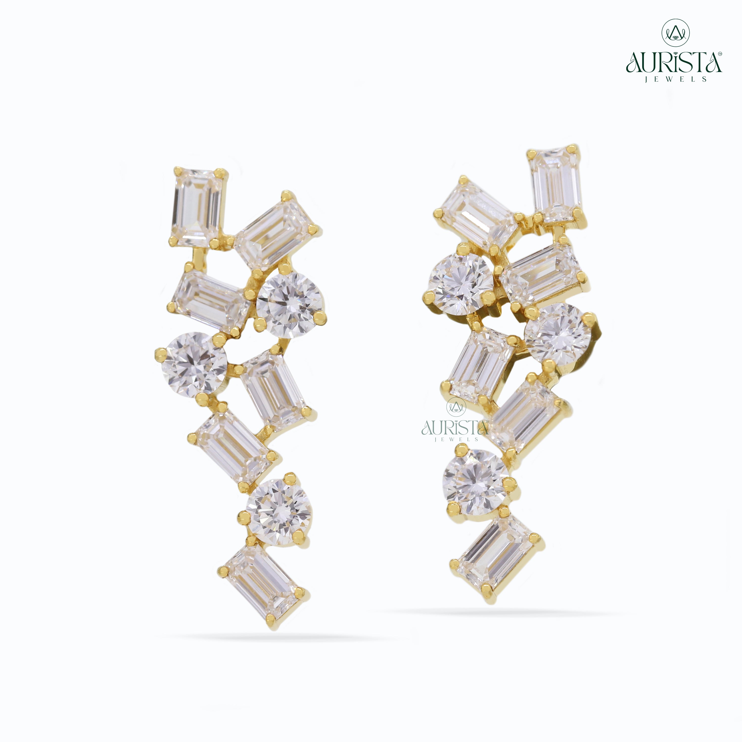 Eternal Spark – White Diamond Drop Earrings