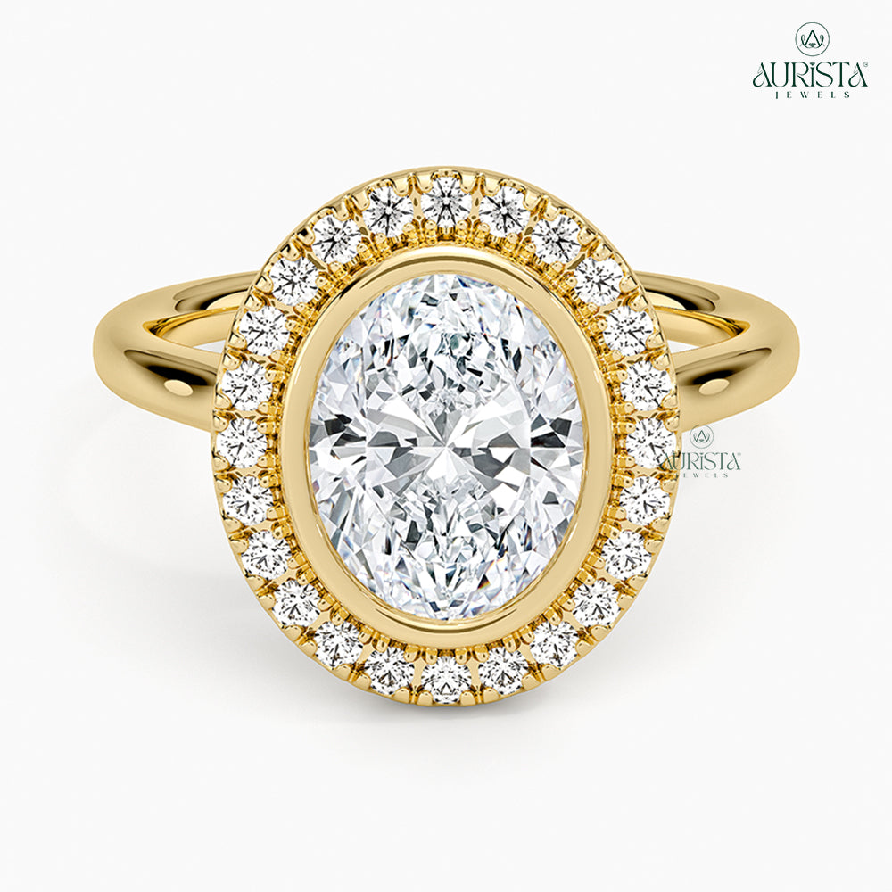 Infinite Grace Yellow Gold Ring with Oval Diamond