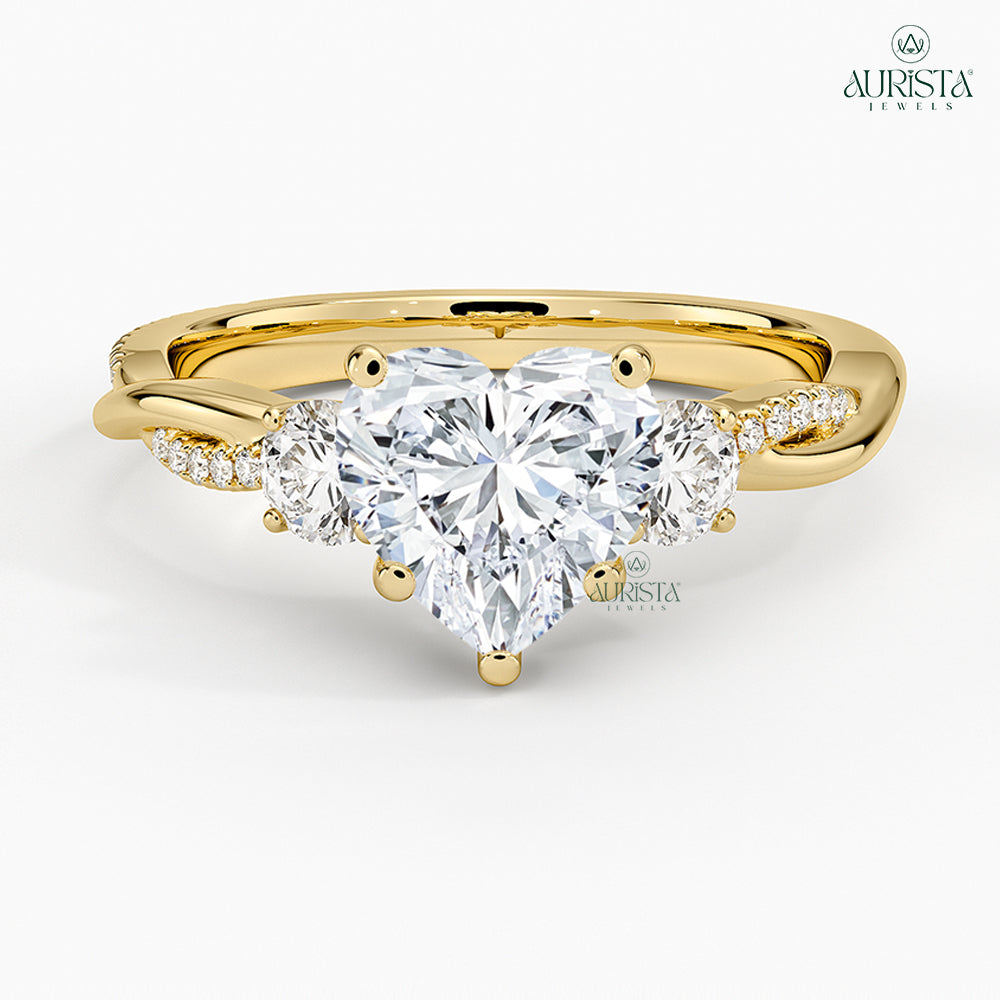 Eternal Glow Yellow Gold Ring with Heart Diamond