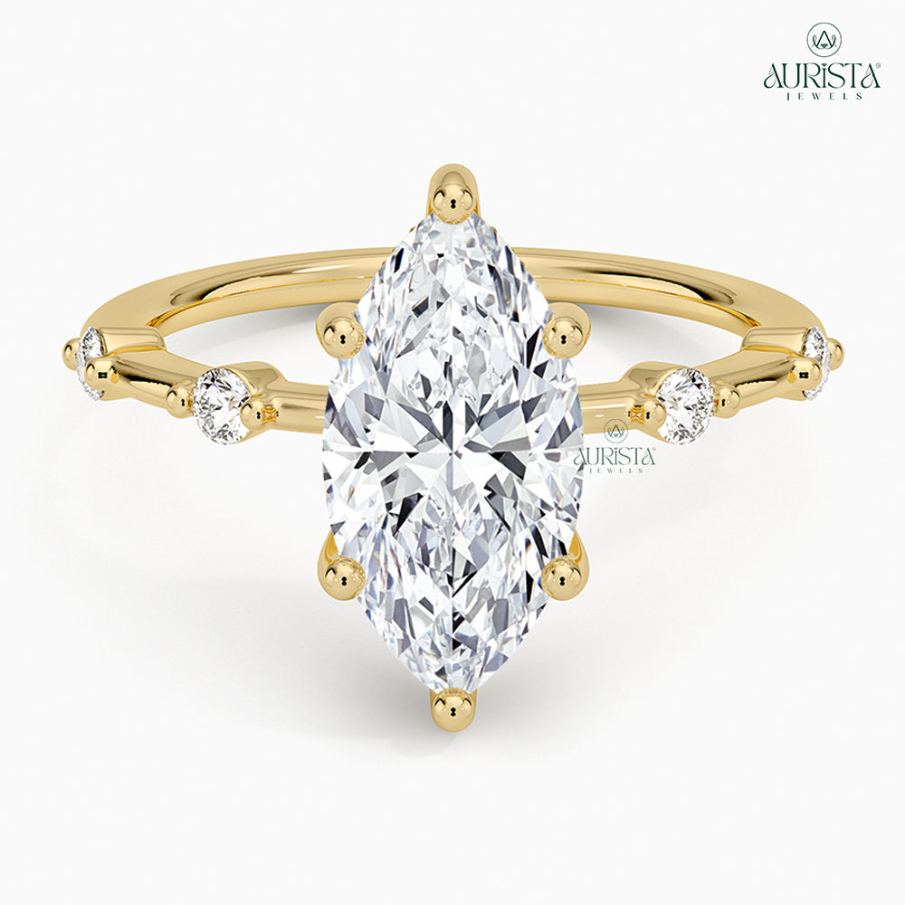 Grace in Light Yellow Gold Ring with Marquise Diamond